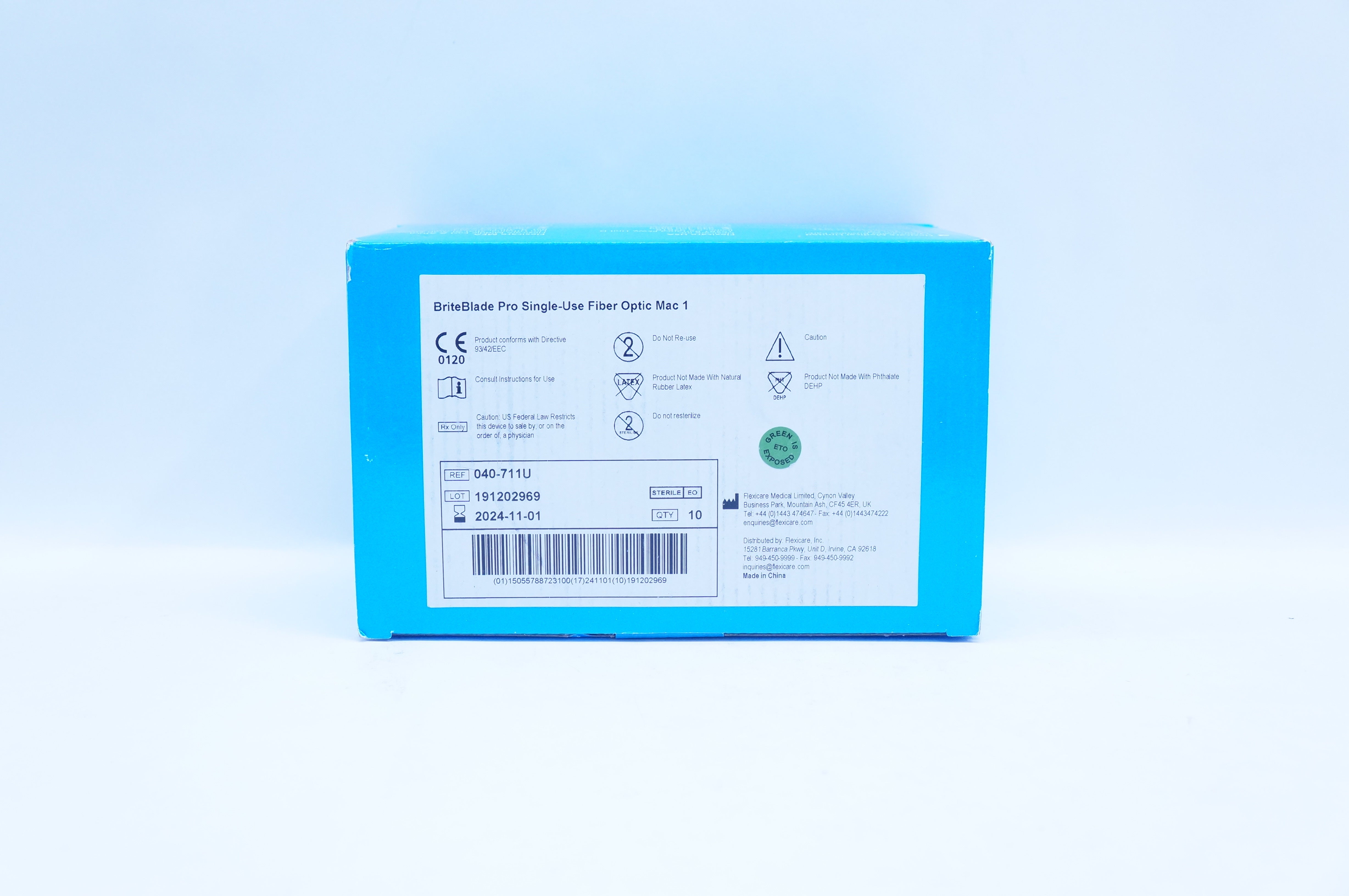 Flexicare 040-711U BriteBlade Single-Use Fiber Optic Mac 1 - Box of 10