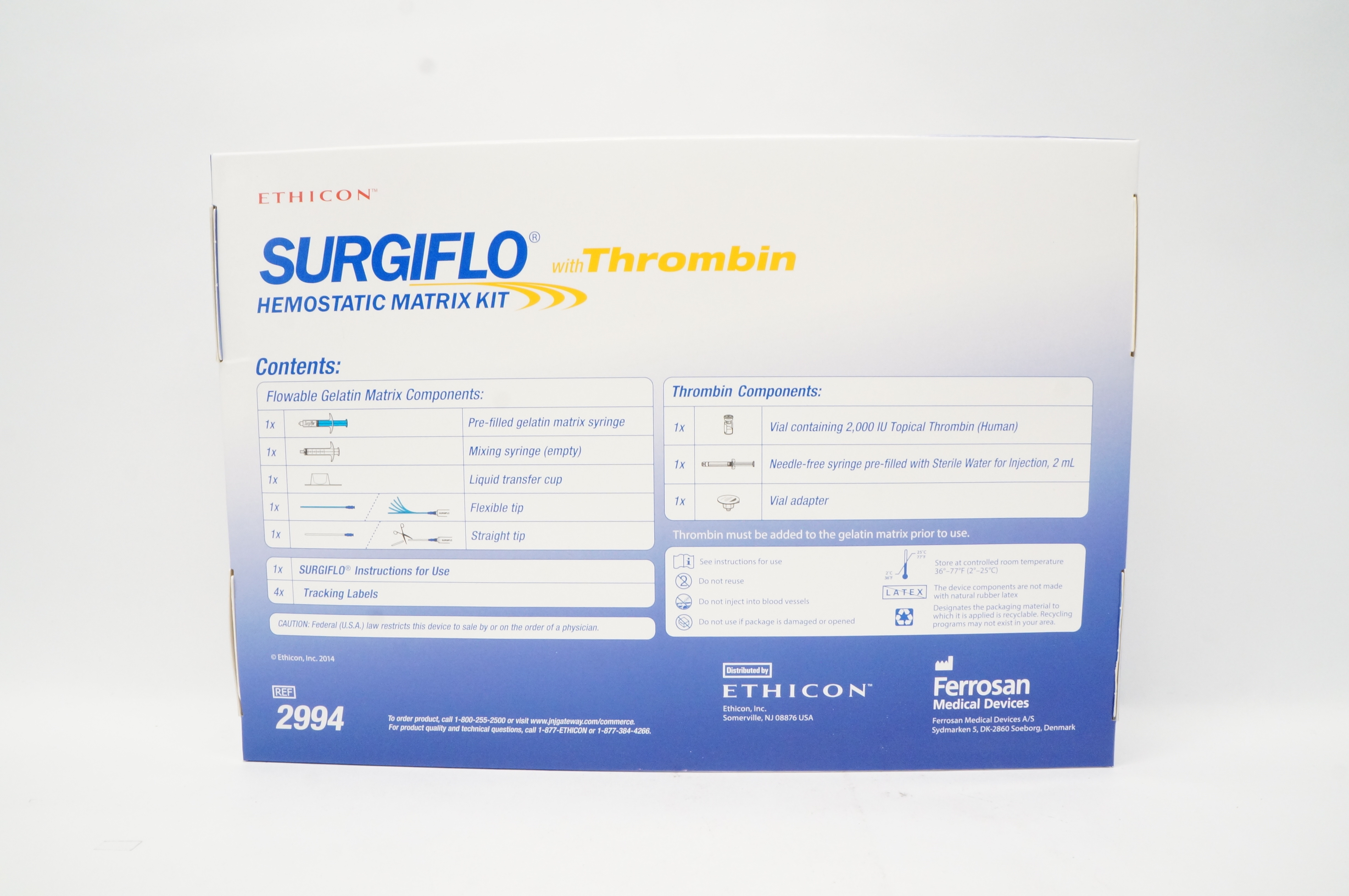 Ethicon 2994 Surgiflo With Thrombin Hemostatic Matrix Kit 8 mL (x)