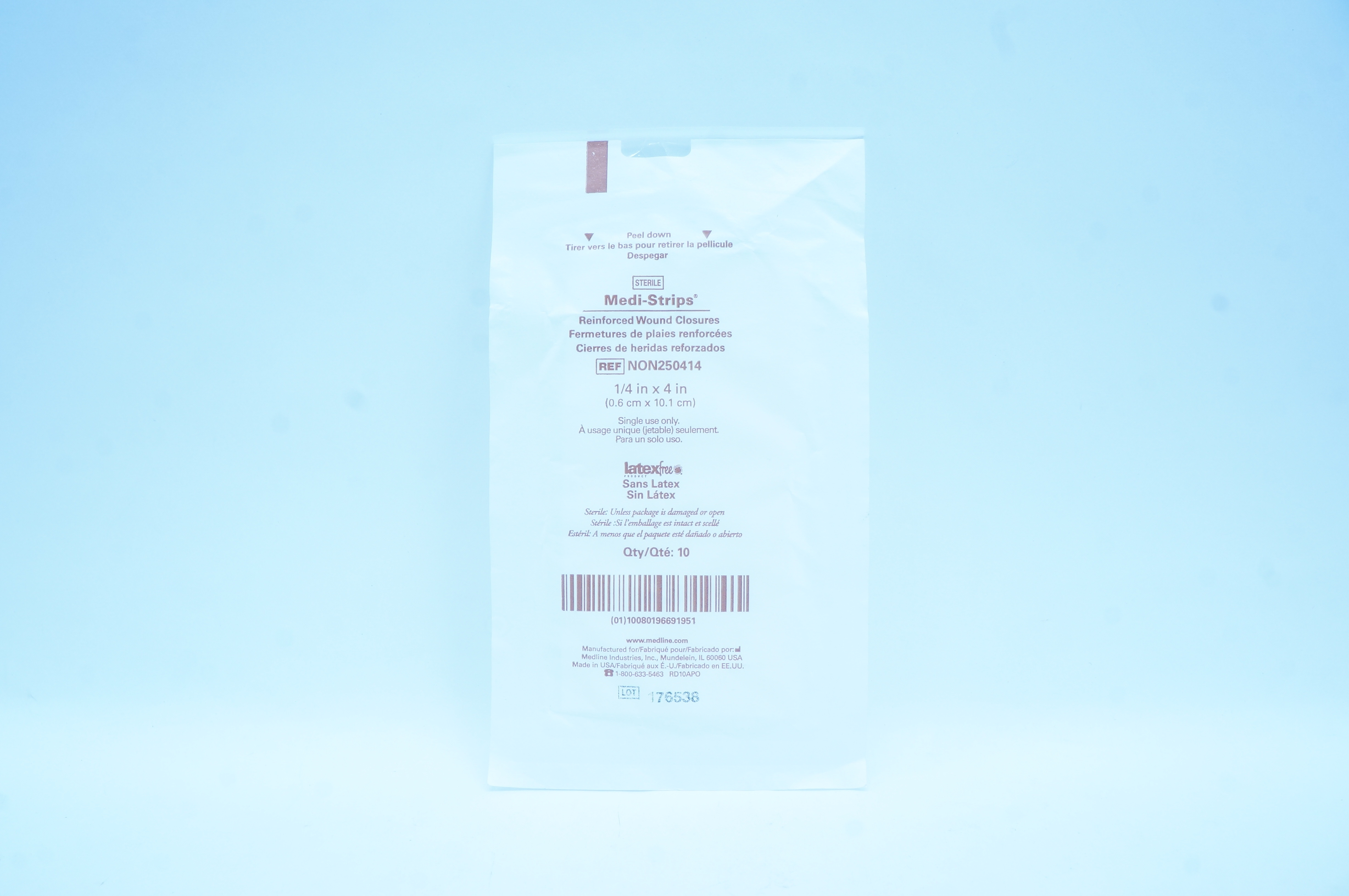 Medline NON250414 Medi-Strips Reinforced Wound Closures 1/4 x 4inch - Pack of 10
