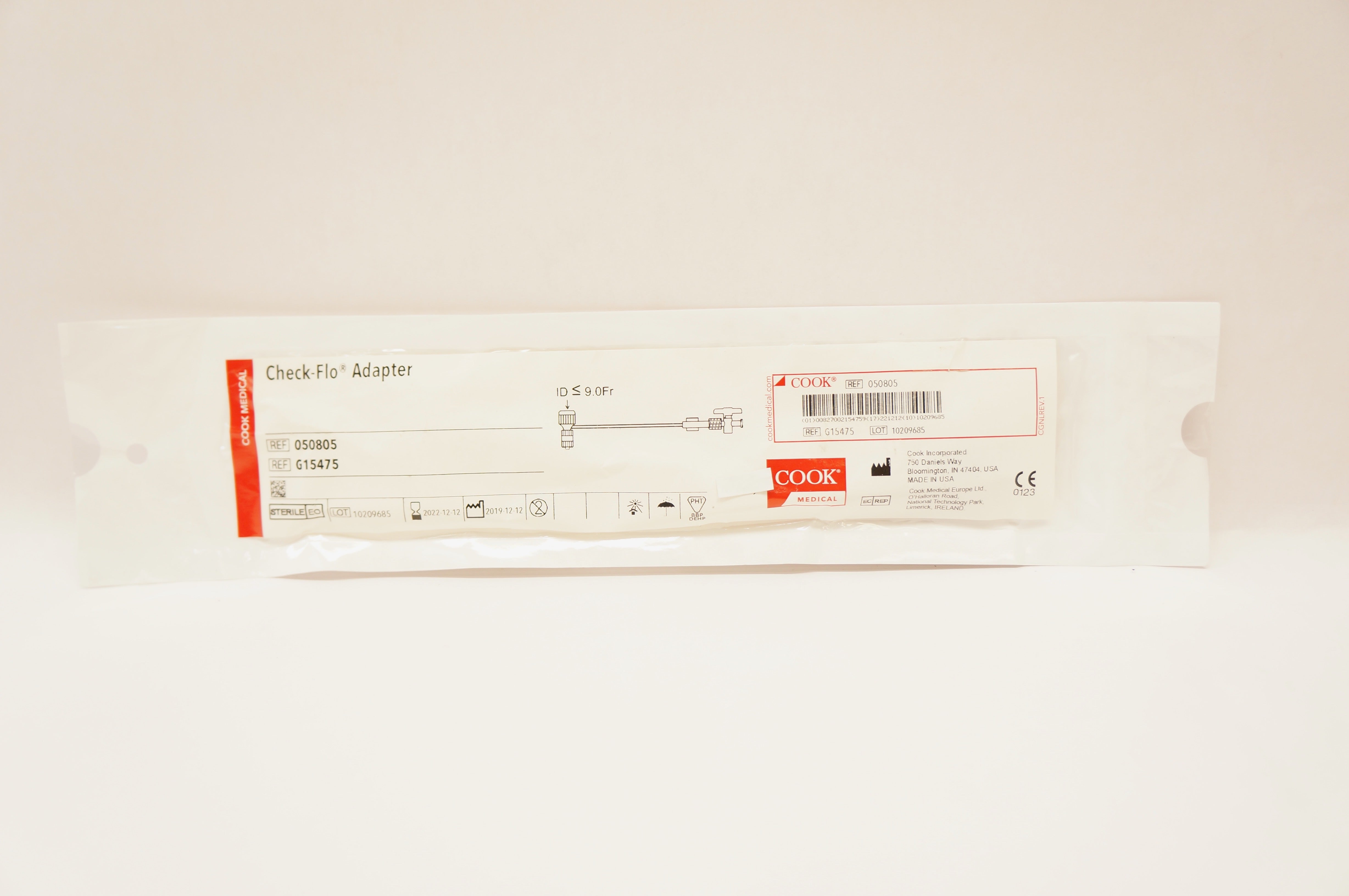 Cook Medical G15475 Check-Flo Adapter ID ≤9.0Fr. (x)