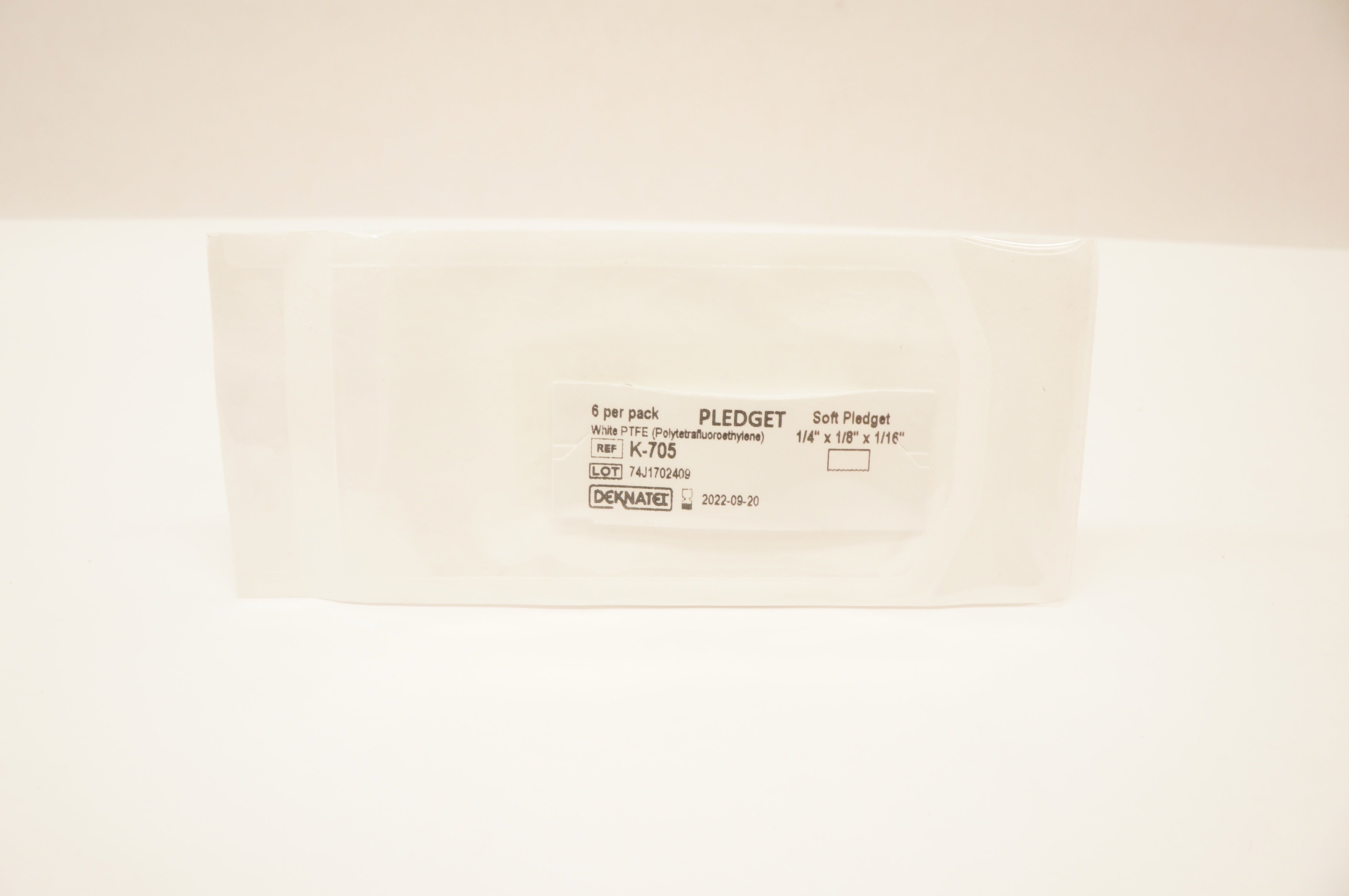Teleflex K-705 Soft Pledget White PTFE 1/4 x 1/8 x 1/16inch (x) - Pack of 6