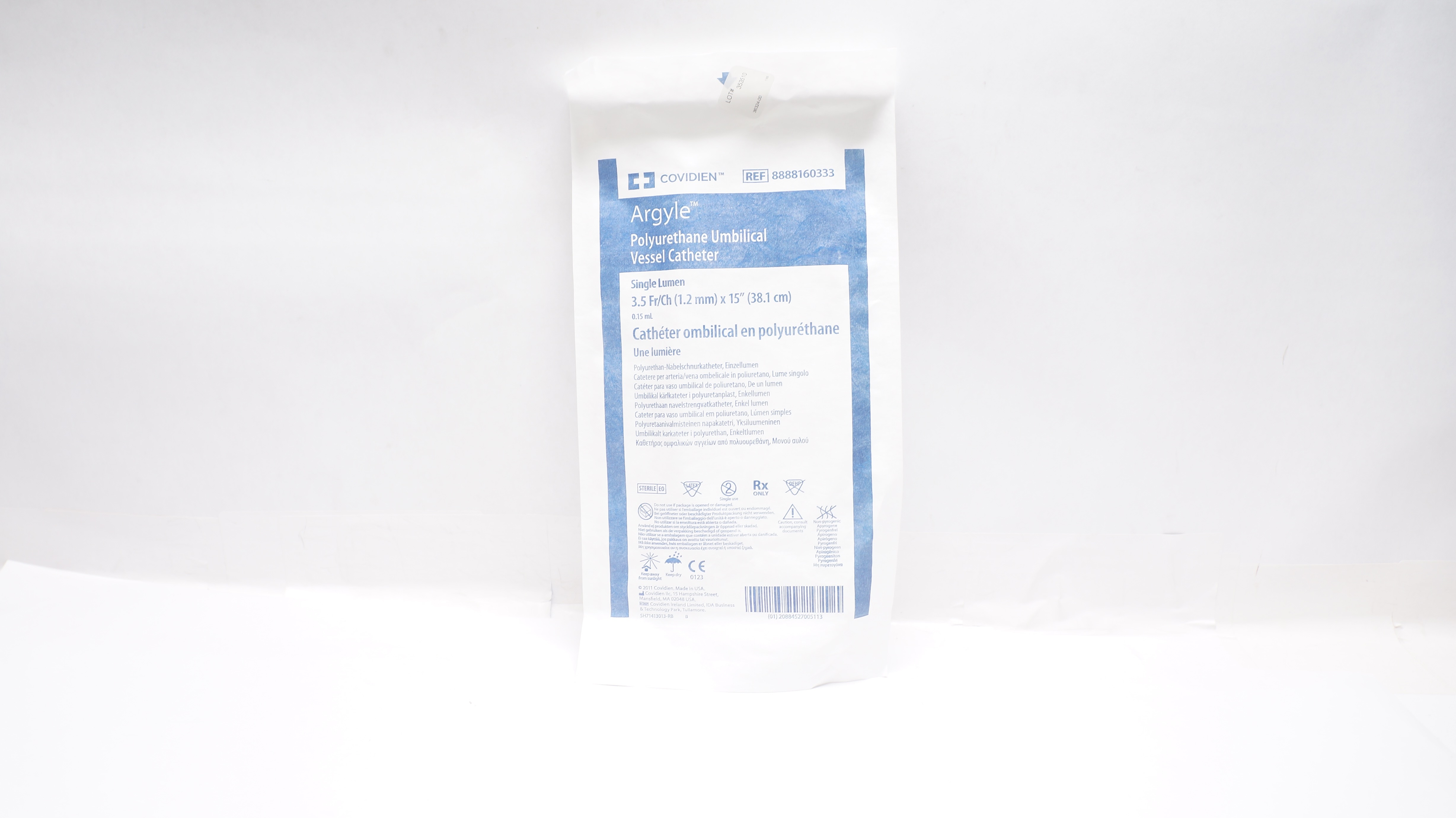 Covidien 8888160333 Polyurethane Umbilical Vessel Cath. 3.5Fr x 15inch x 0.15mL