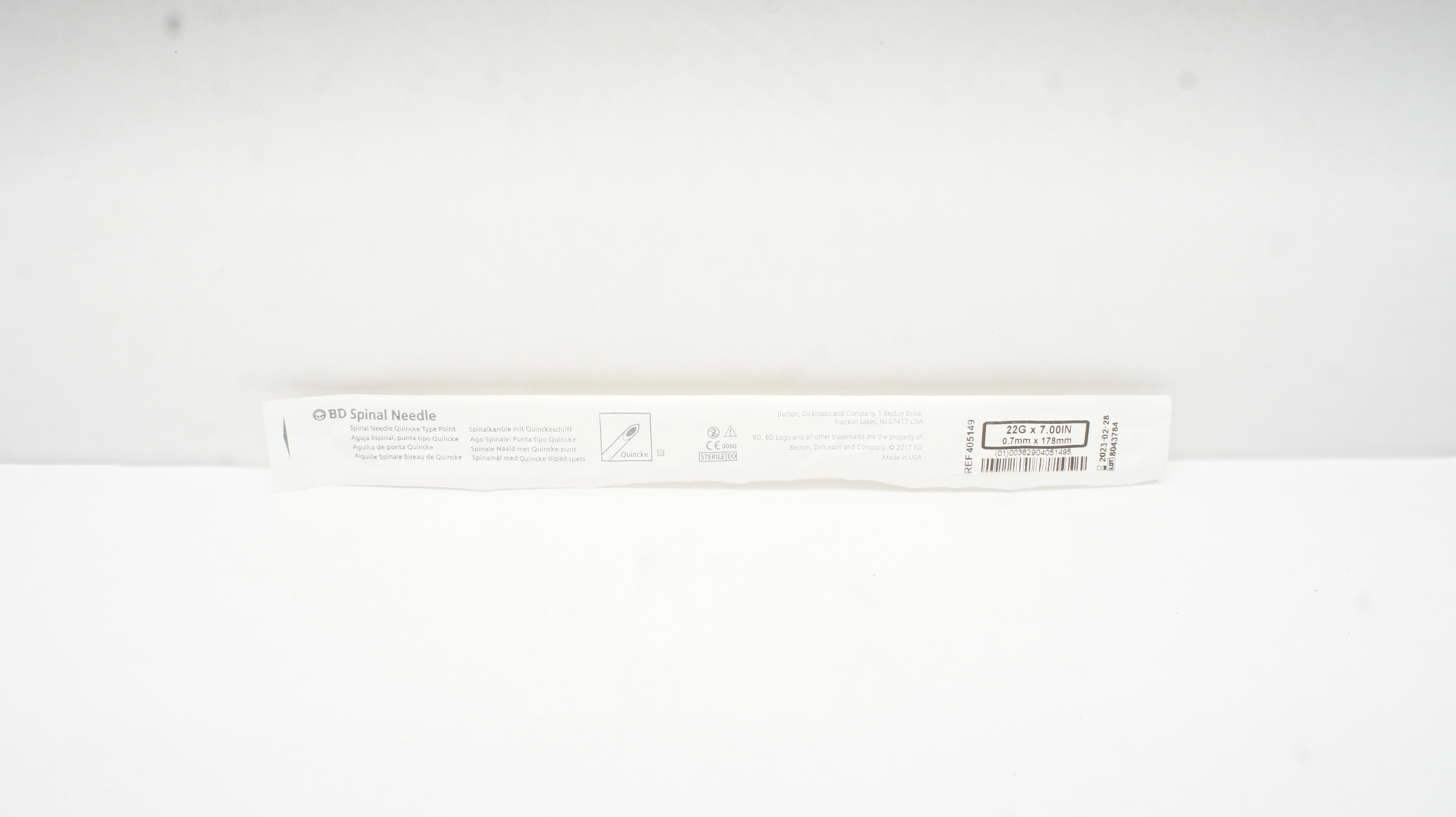 BD 405149 Spinal Ndle Quincke Type Point 22G x 7.00inch (x)