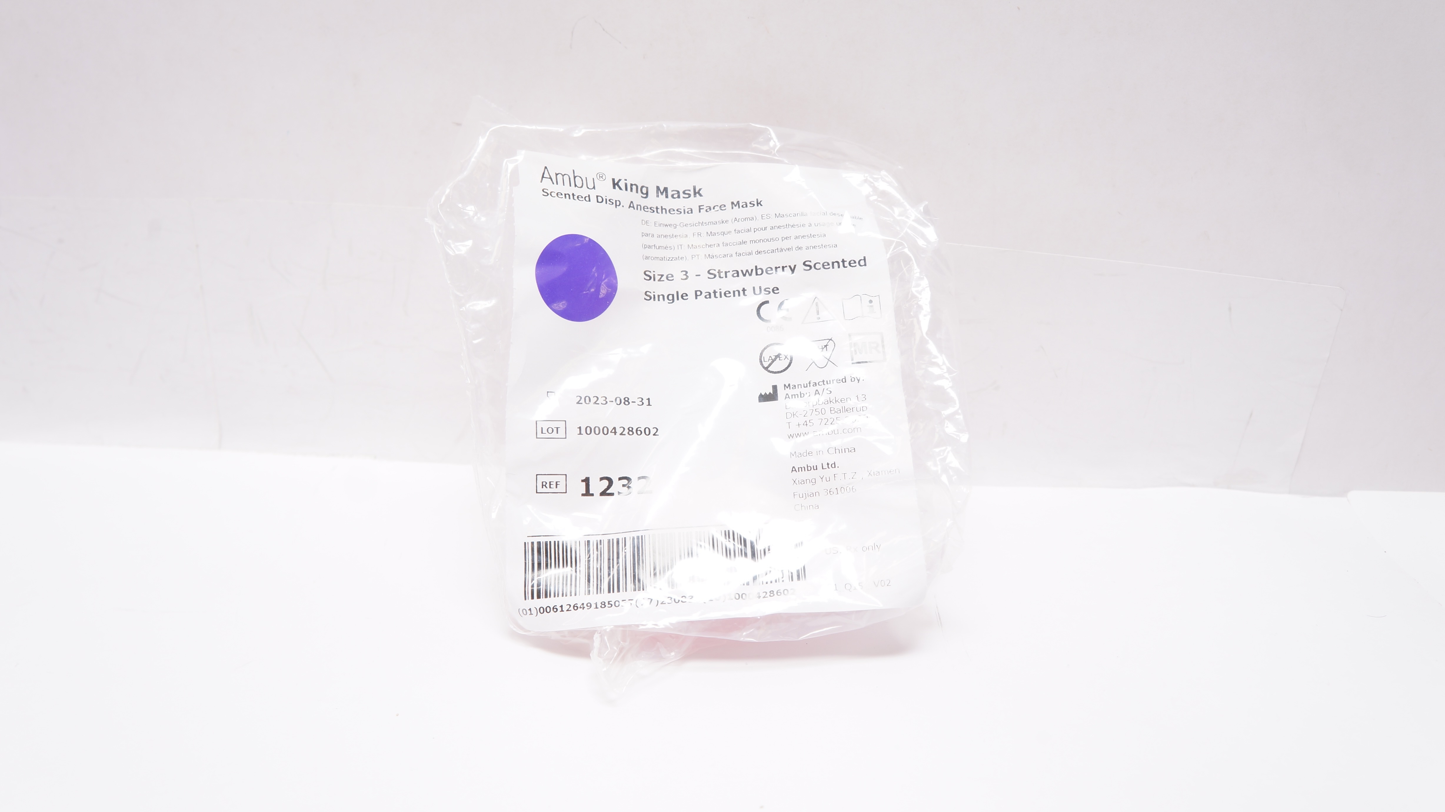 Ambu 1232 King Mask Strawberry Scented Disp. Anesthesia Mask, Size 3 (x)