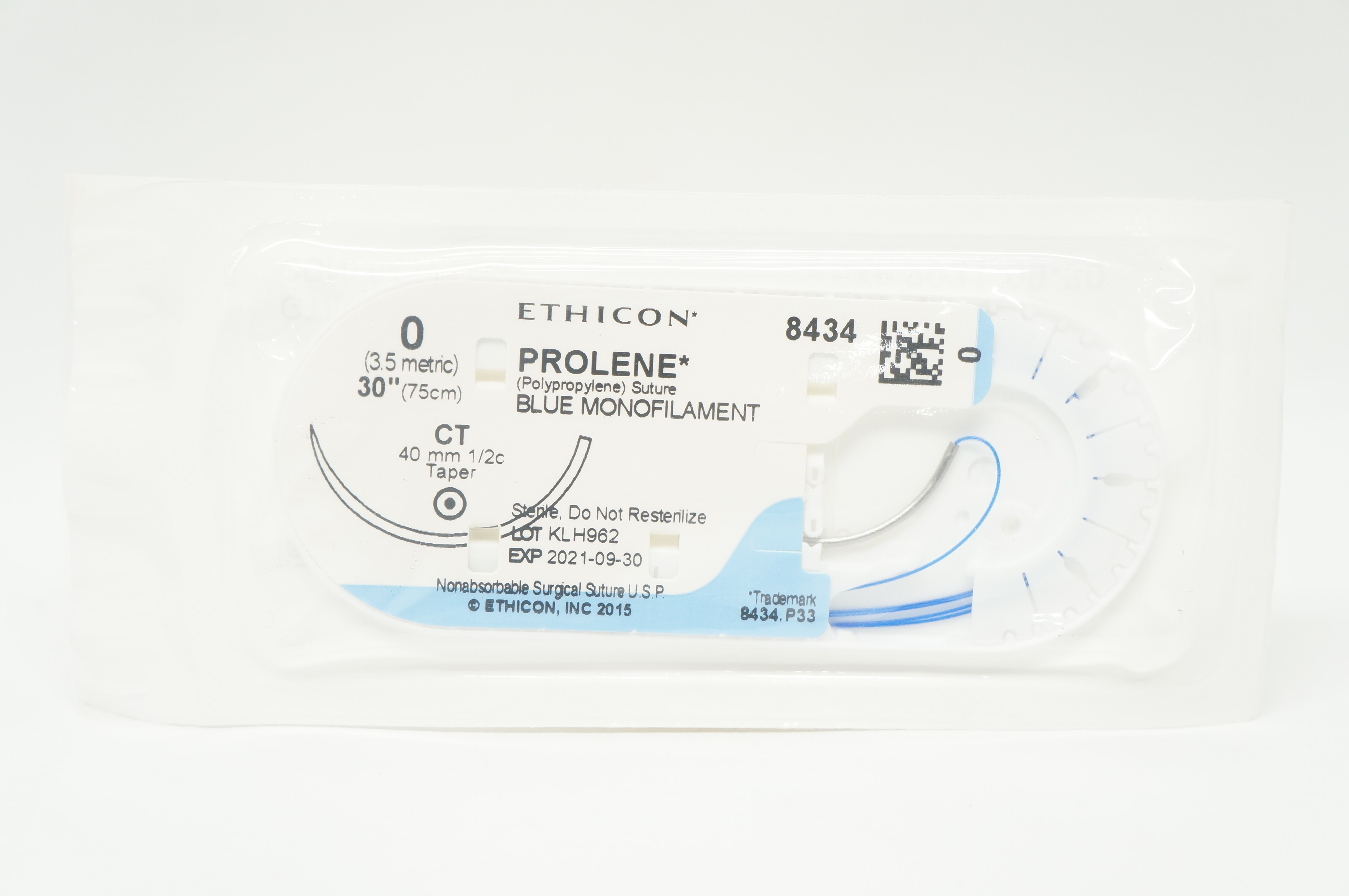 Ethicon 8434 0 Prolene Stre Blue Monofilament CT 40mm 1/2c Taper 30inch (x)