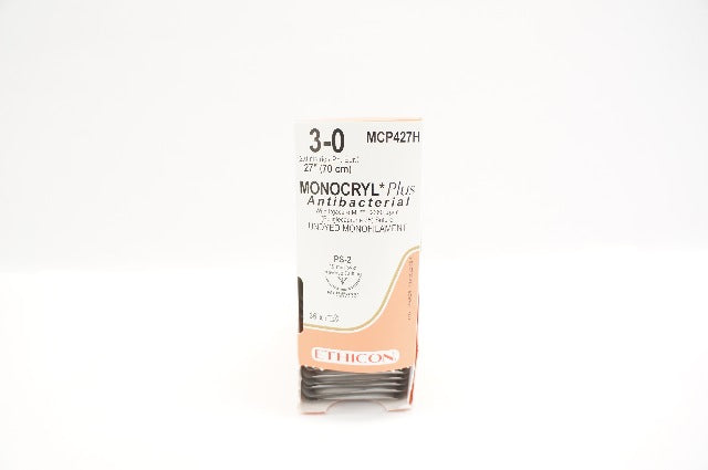 Ethicon MCP427H 3-0 MONOCRYL PS-2, 19mm 3/8c Reverse Cutting 27in.(x) -Box of 35