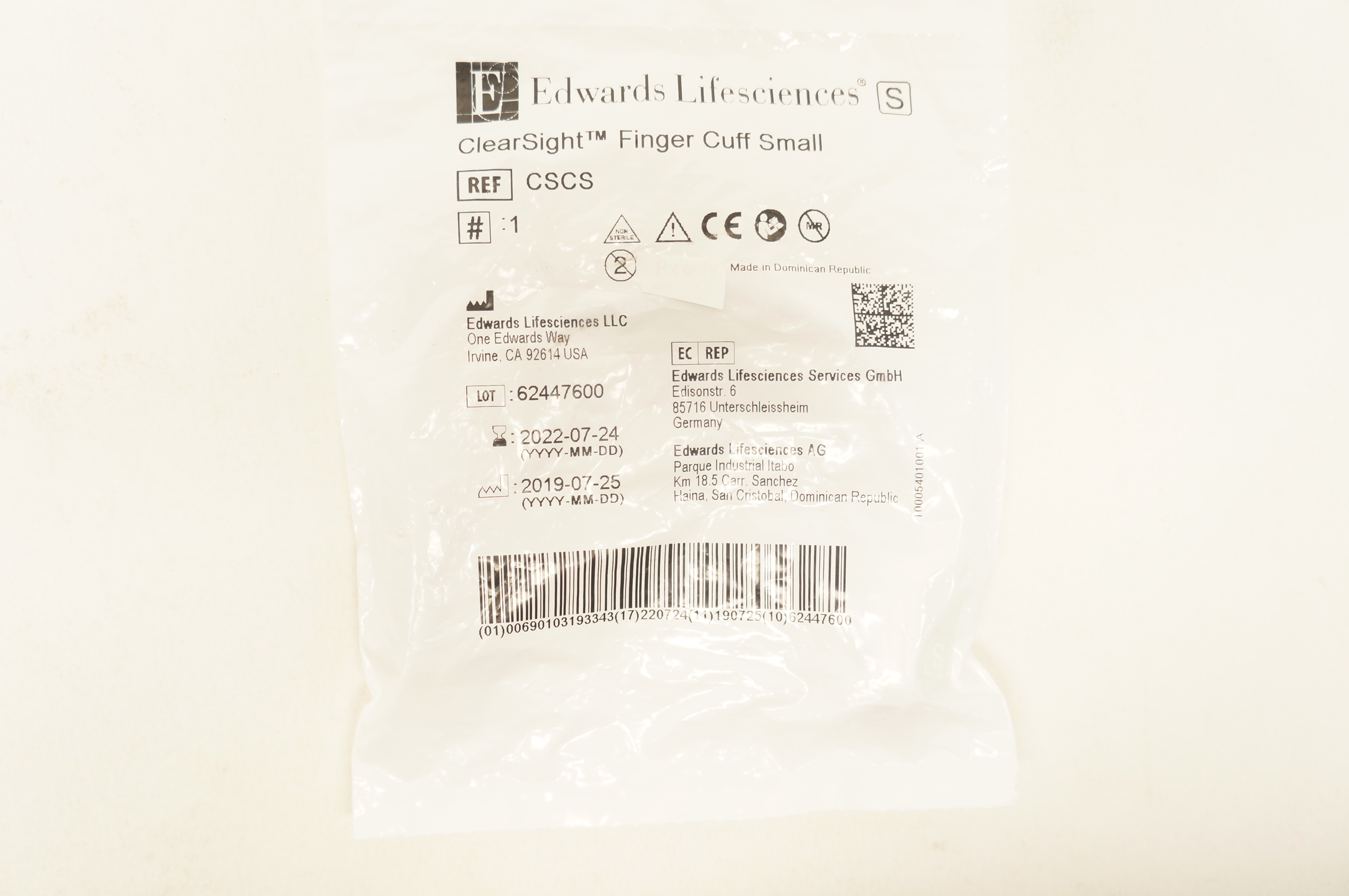 Edwards Lifesciences CSCS ClearSight Finger Cuff Small (x)