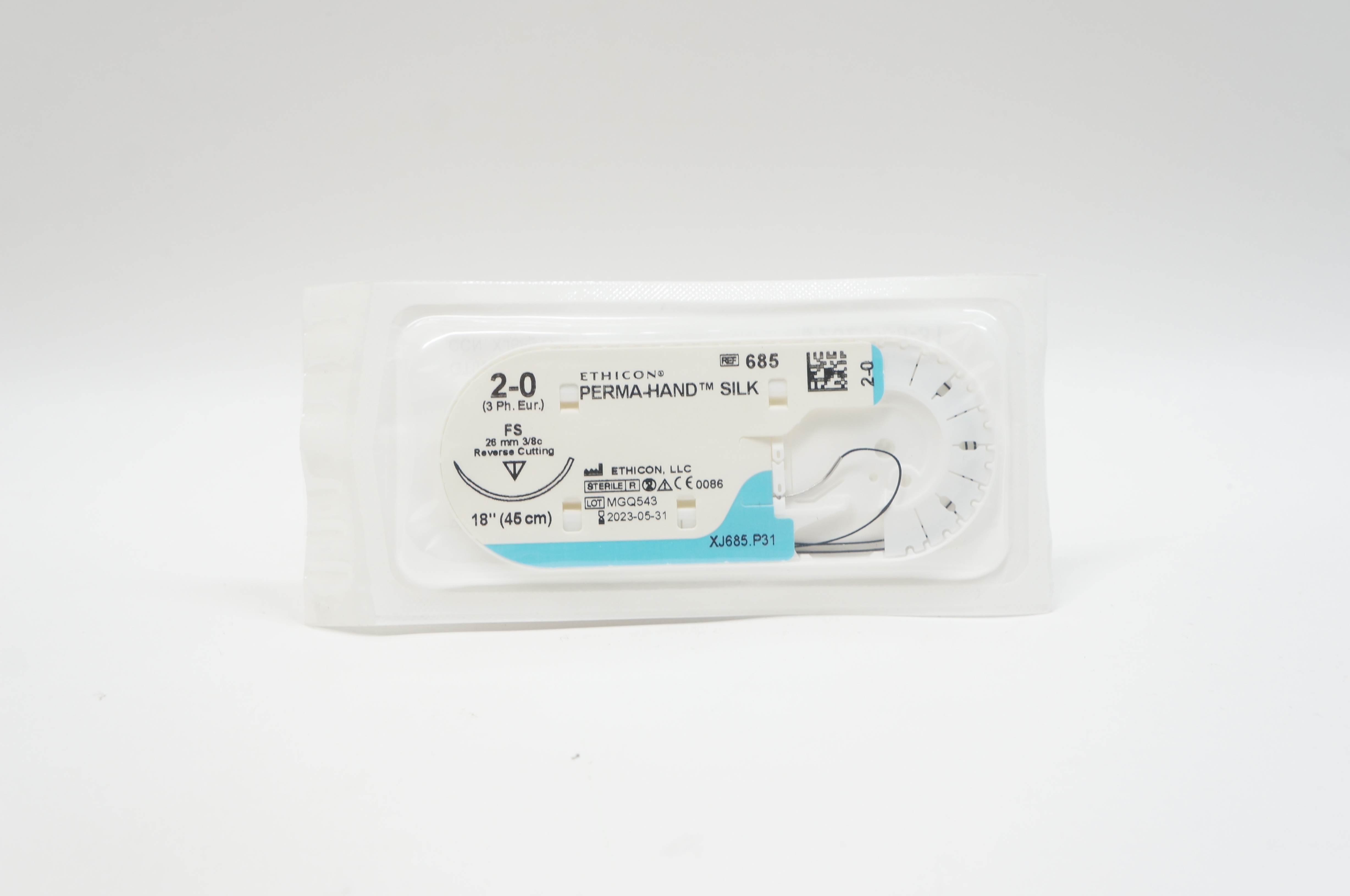 Ethicon 685 2-0 PERMA-HAND SILK, FS, 26mm 3/8c Reverse Cutting, 18inch
