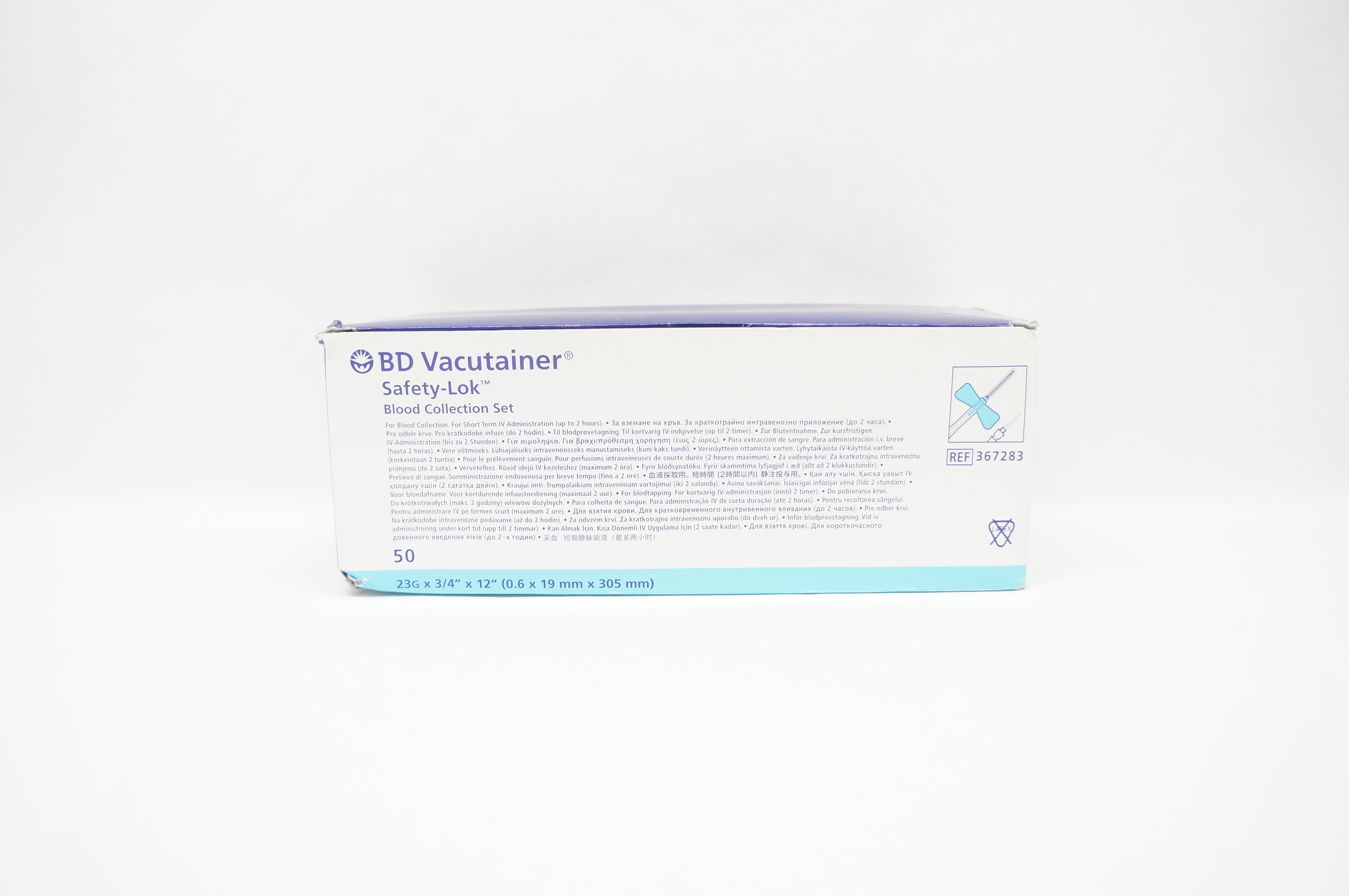BD 367283 Vacutainer Blood Collection Set 23G x 3/4inch x 12inch (x) - Box of 50