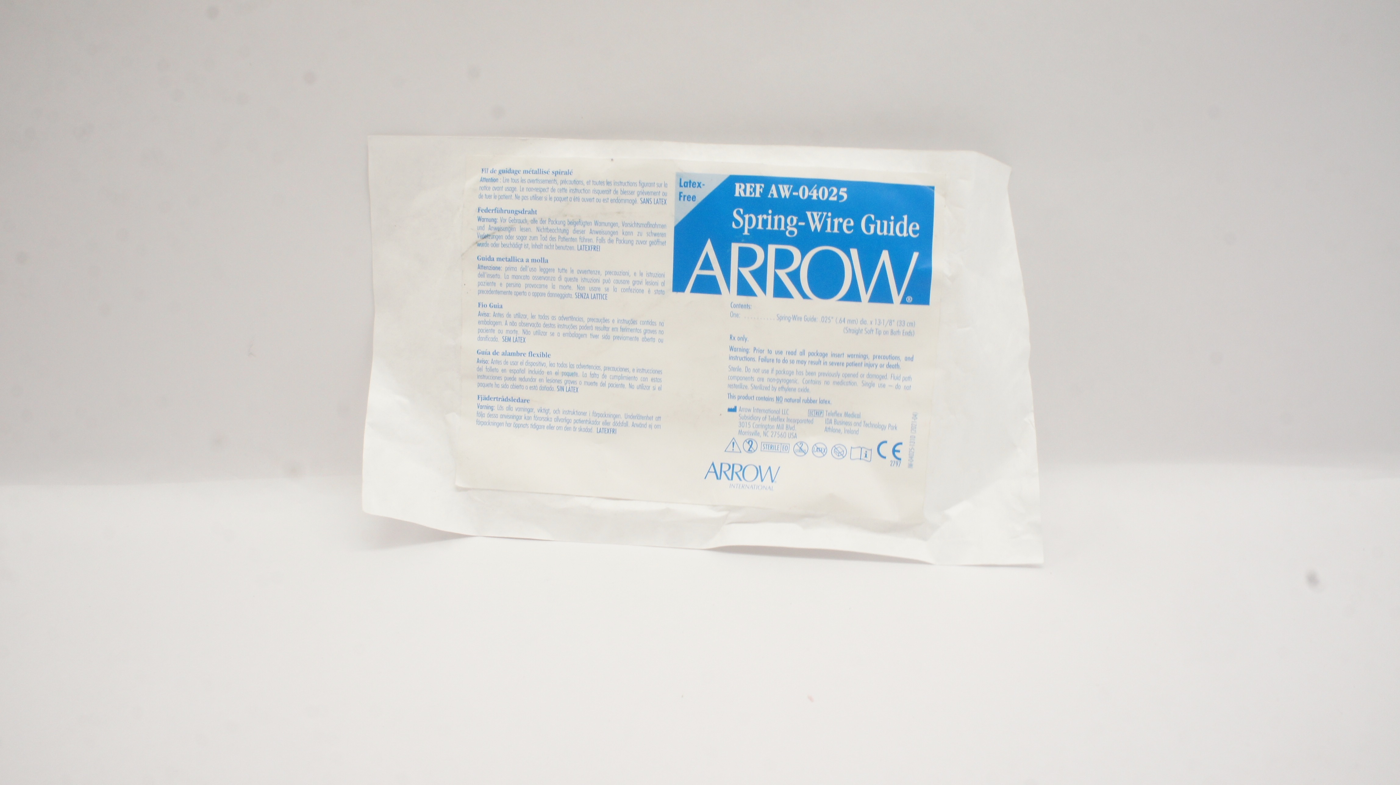 Arrow AW-04025 Spring-Wire Guide Straight Soft Tip .025inch x 13-1/8inch