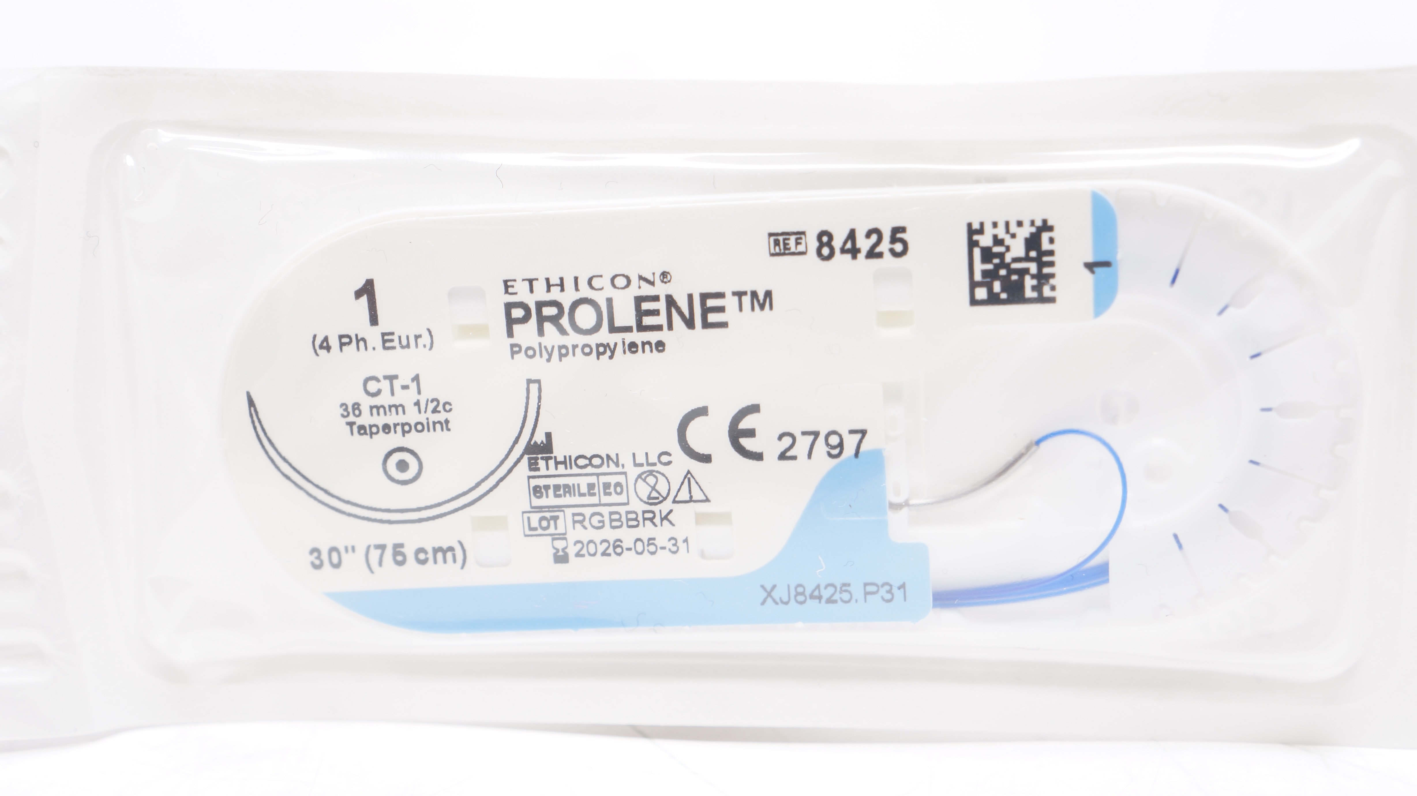 Ethicon 8425 1 Prolene Polypropylene Stre CT-1 36mm 1/2c Taperpoint, 30 inch (x)