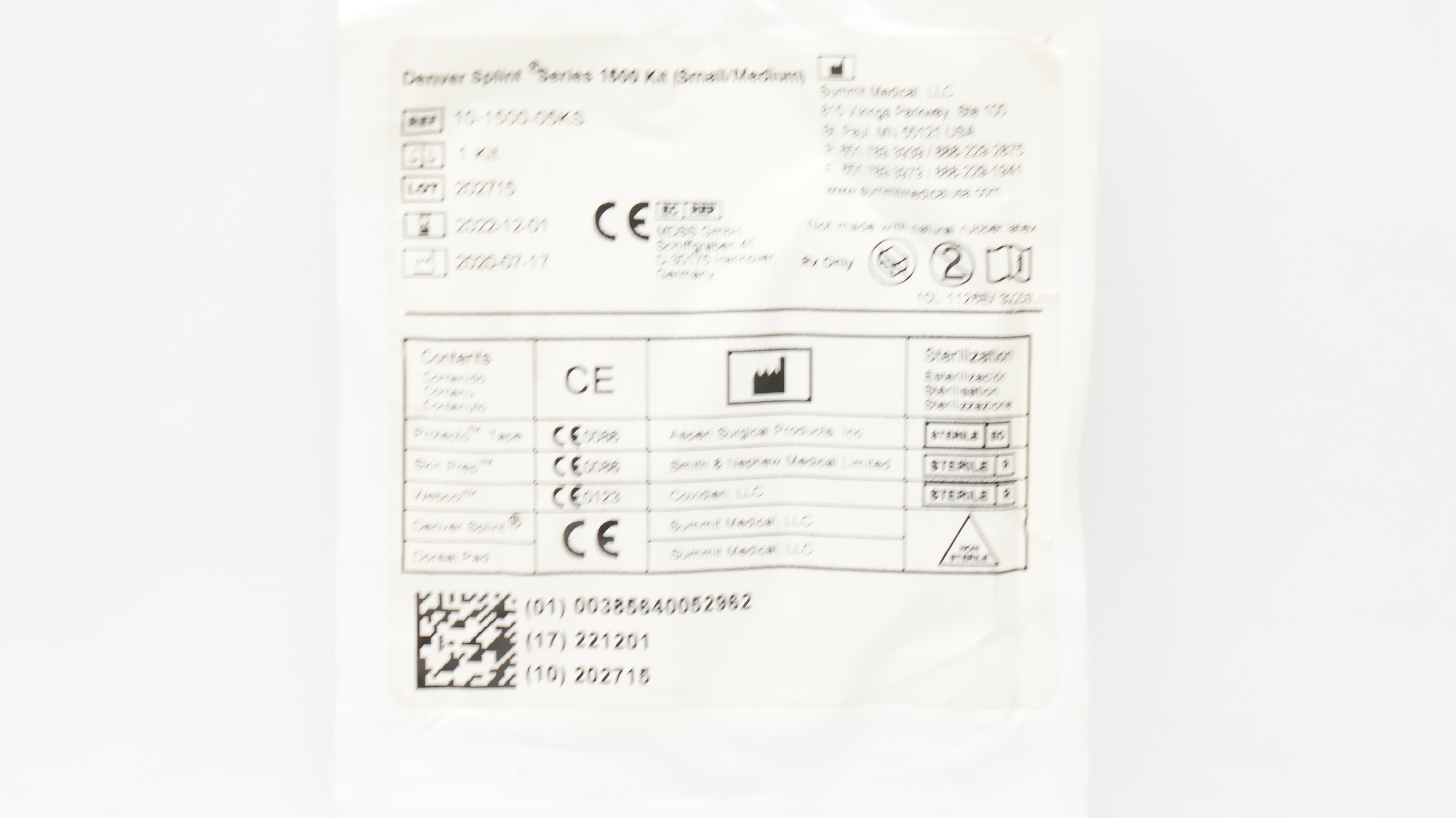 Summit Medical 10-1500-05KS Denver Splint Series 1500 Kit (Small/Medium) (x)