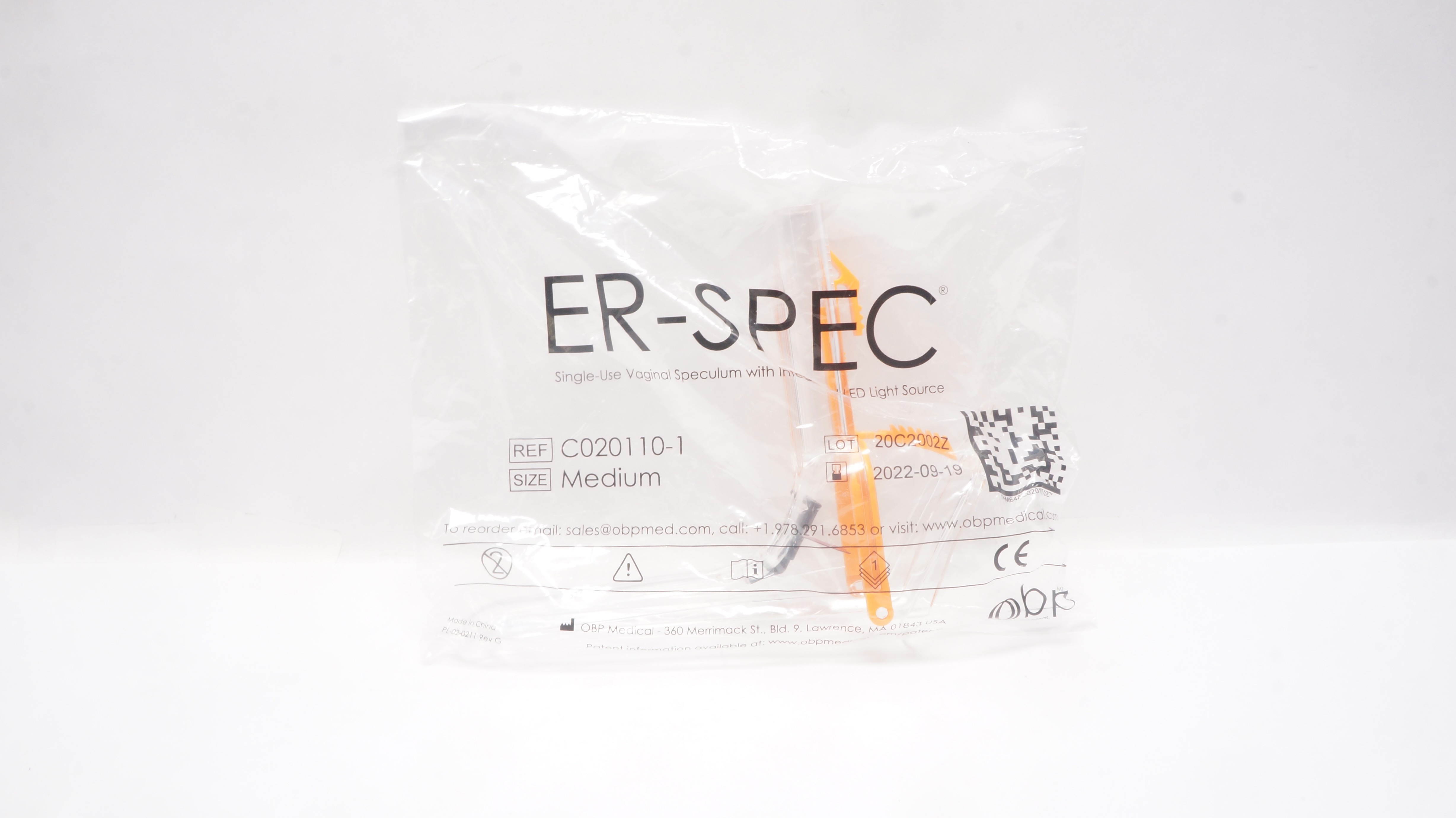 OBP Medical C020110-1 Er-Spec Vaginal Speculum w/Integrated LED Source, M (x)