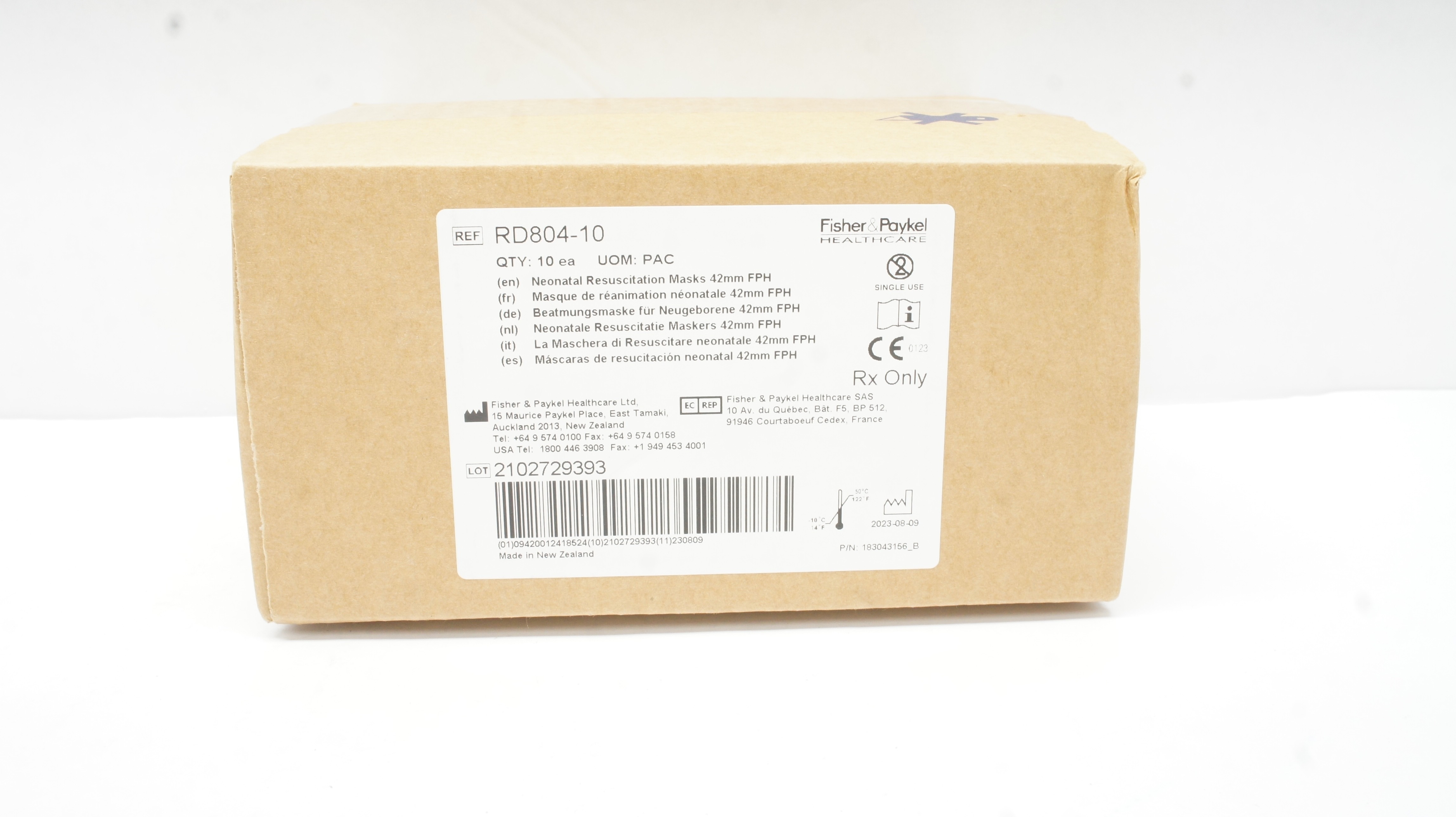 Fisher&Paykel RD804-10 Neonatal Resuscitation Masks 42mm FPH -Box of 10