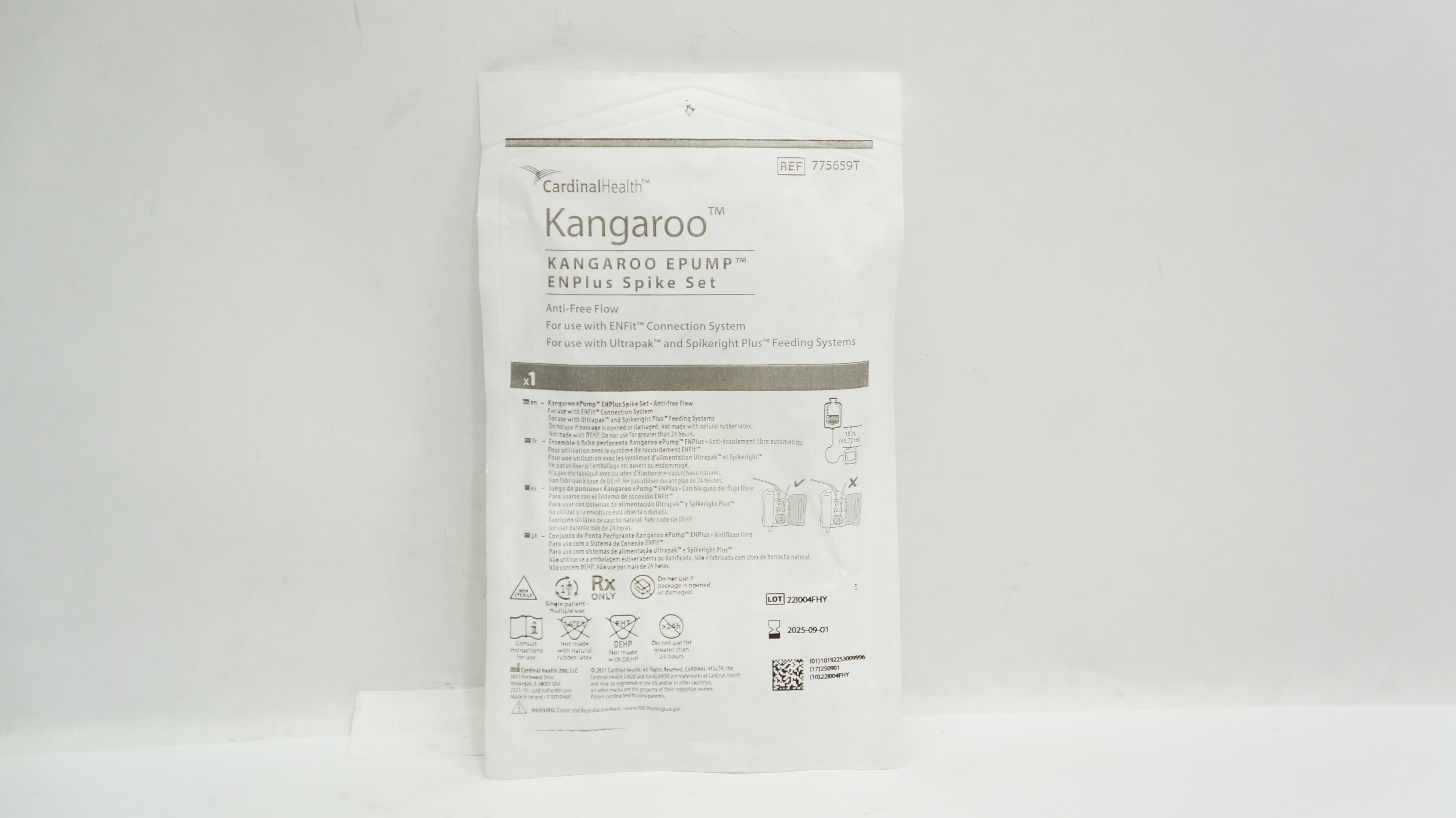Cardinal Health 775659T Kangaroo EPUMP ENPlus Spike Set 18inch