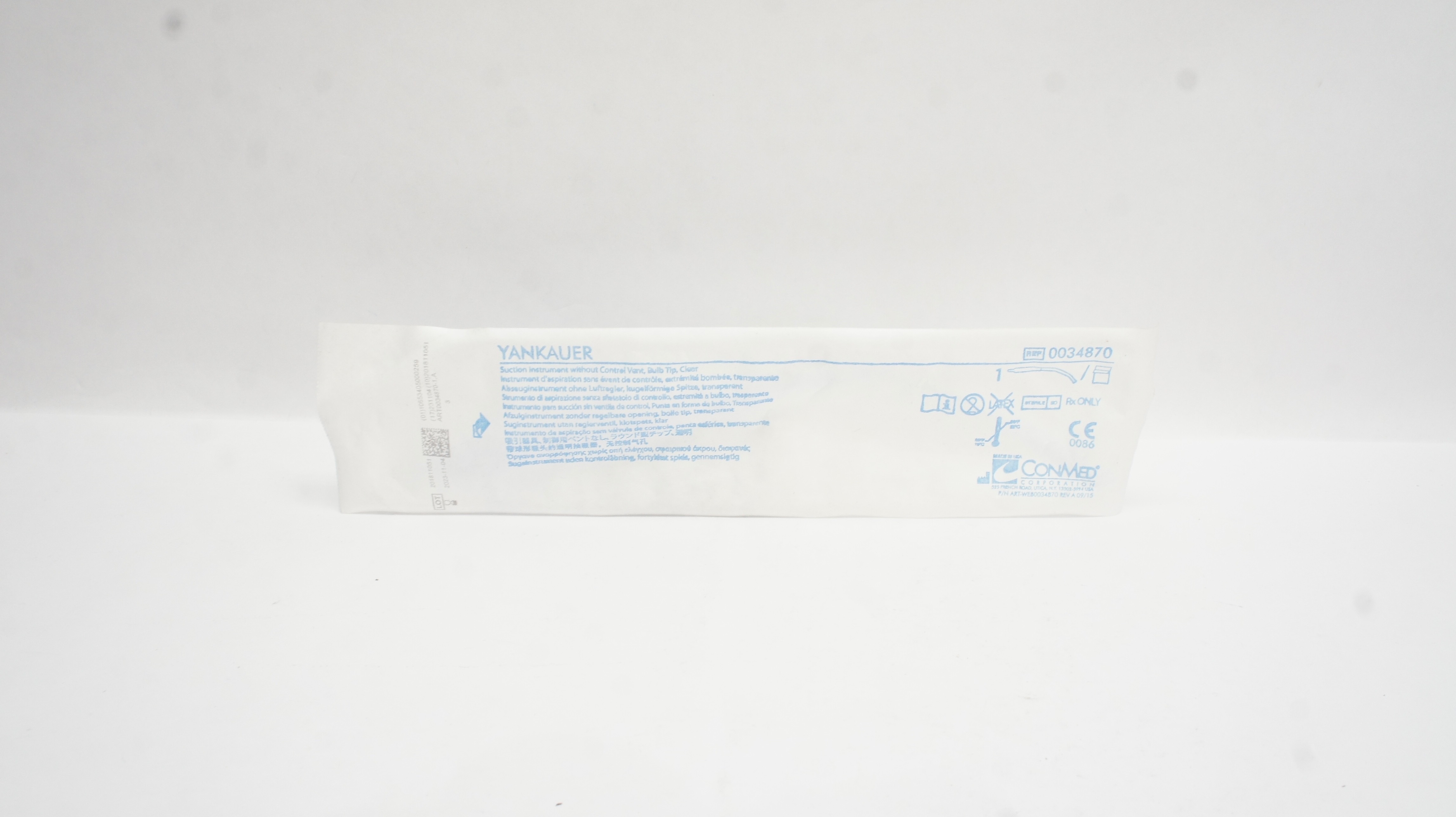 ConMed 0034870 Yankauer, Suction Instrument No Control Vent Bulb Tip Clear (x)