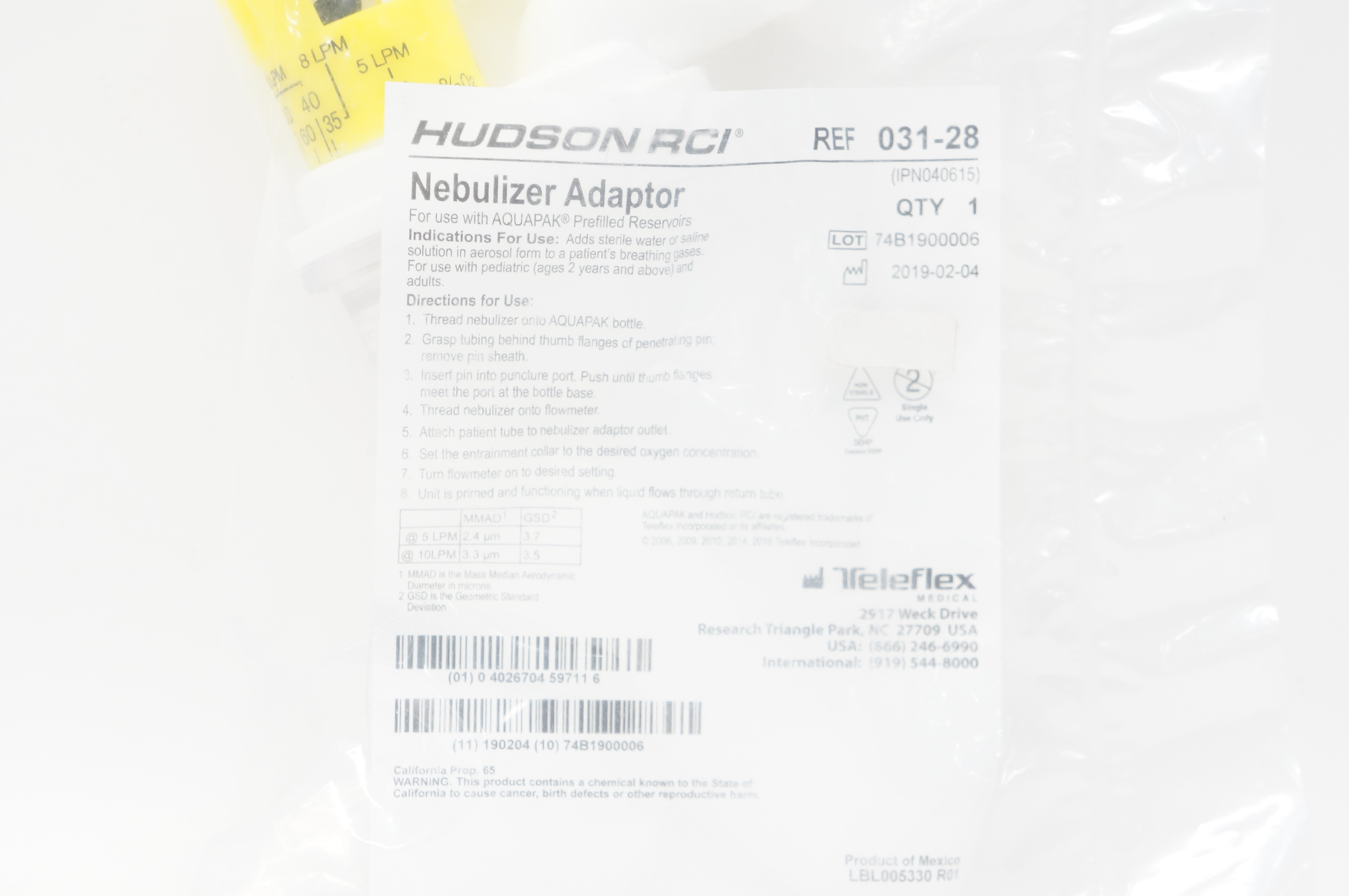 Teleflex 031-28 Hudson RCI Nebulizer Adaptor
