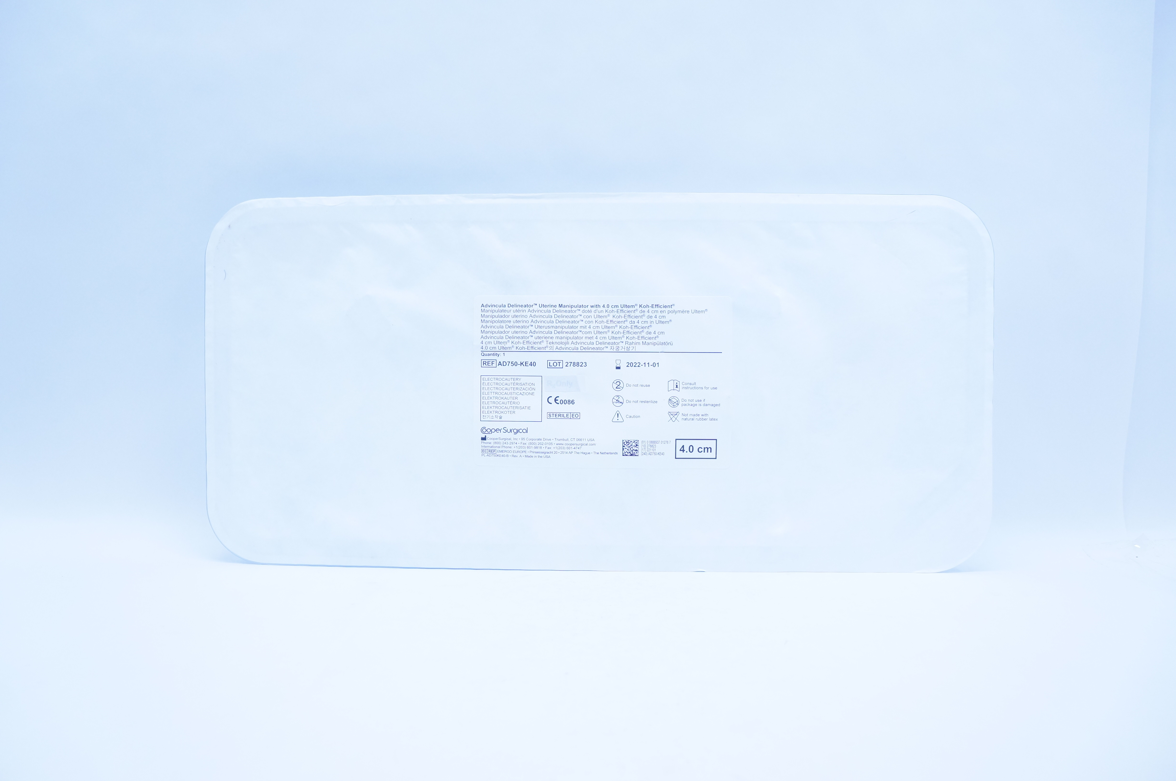Cooper Surgical AD750-KE40 Advincula Delineator Uterine Manipulator 4.0 cm.