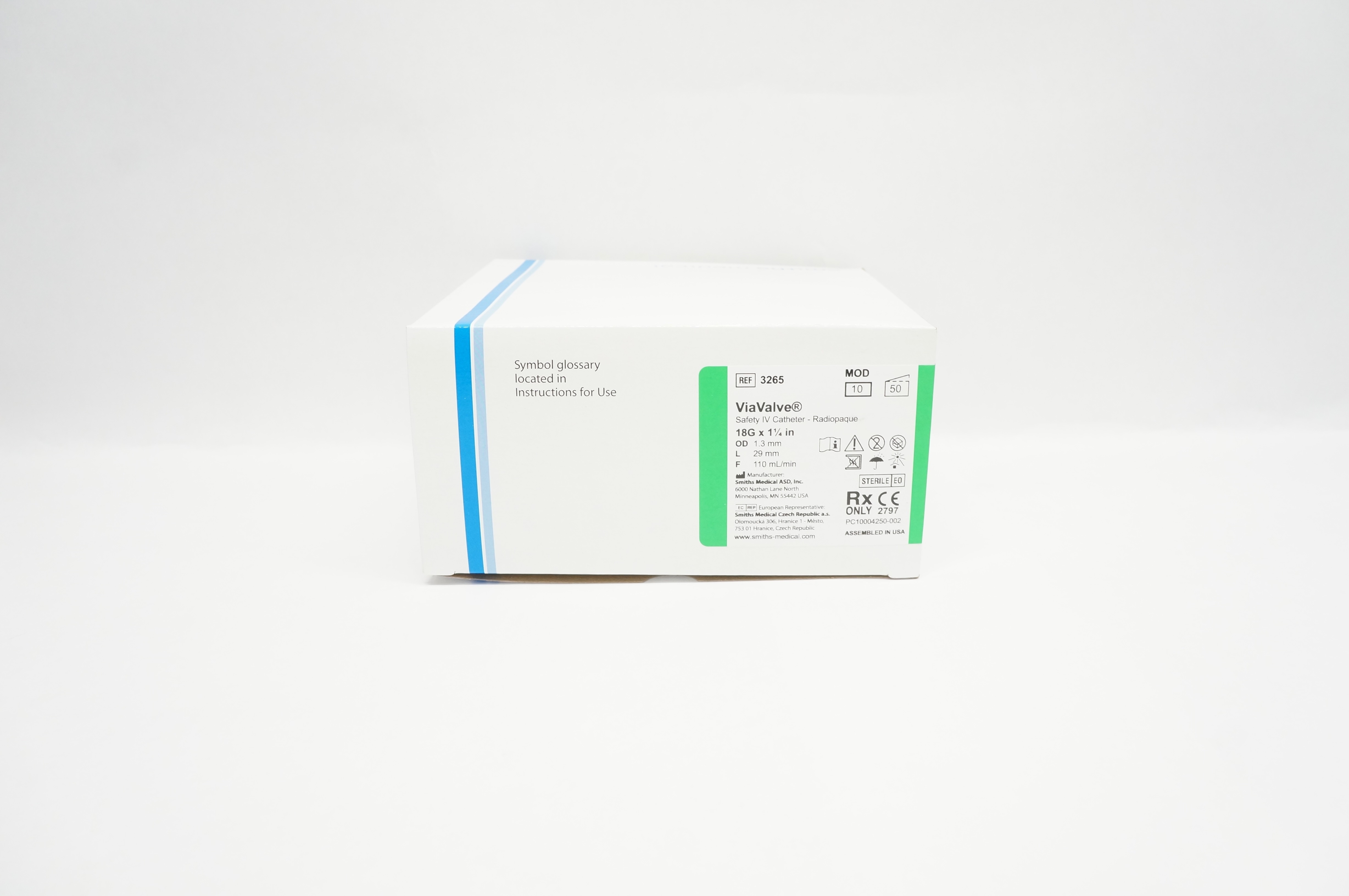 Smiths Medical Jelco 3265 ViaValve Safety IV Cath. 18G x 1-1/4inch - Box of 50
