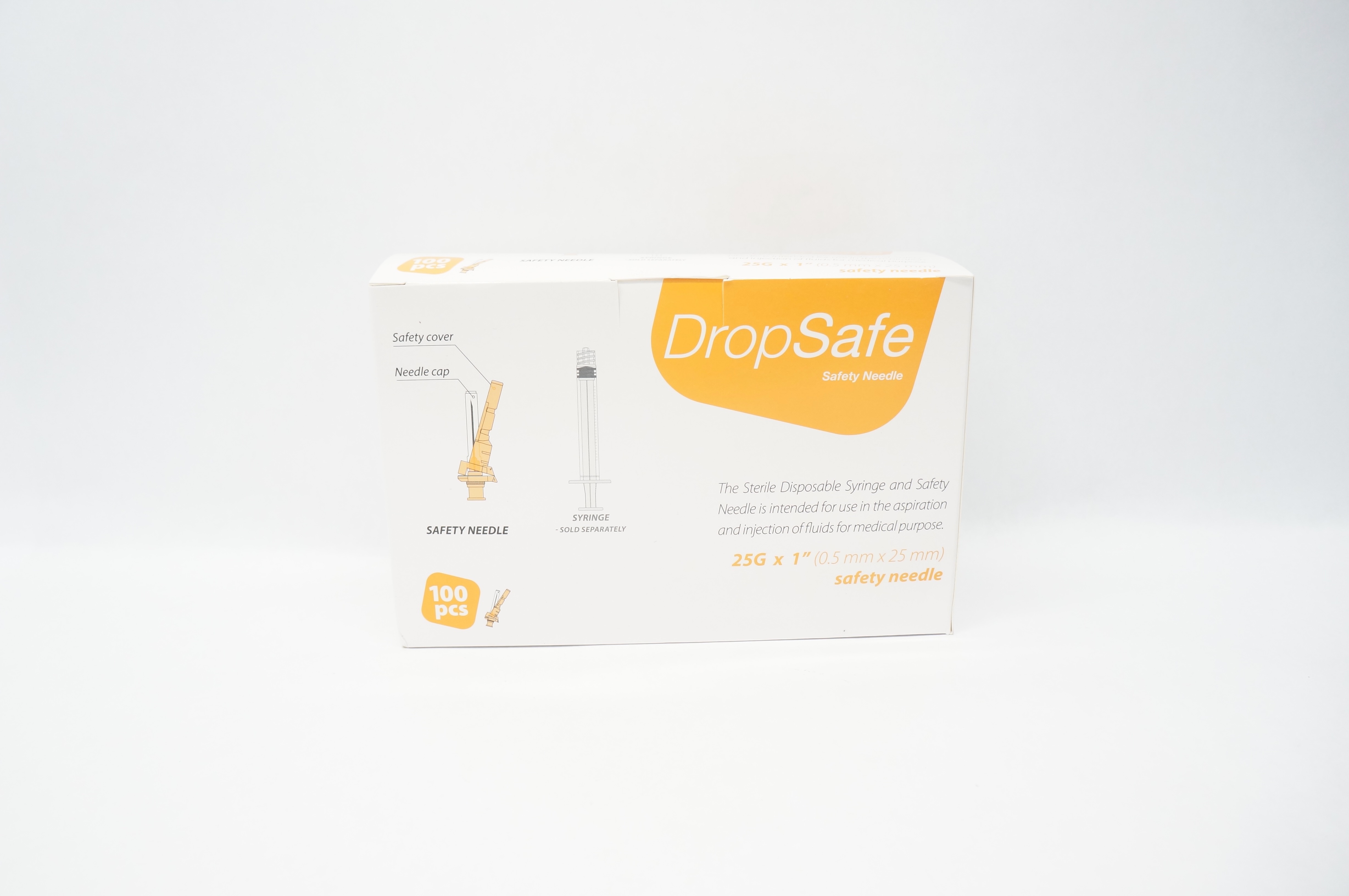 HTL-Strefa 6059 DropSafe Safety Ndle 25G x 1inch - Box of 100