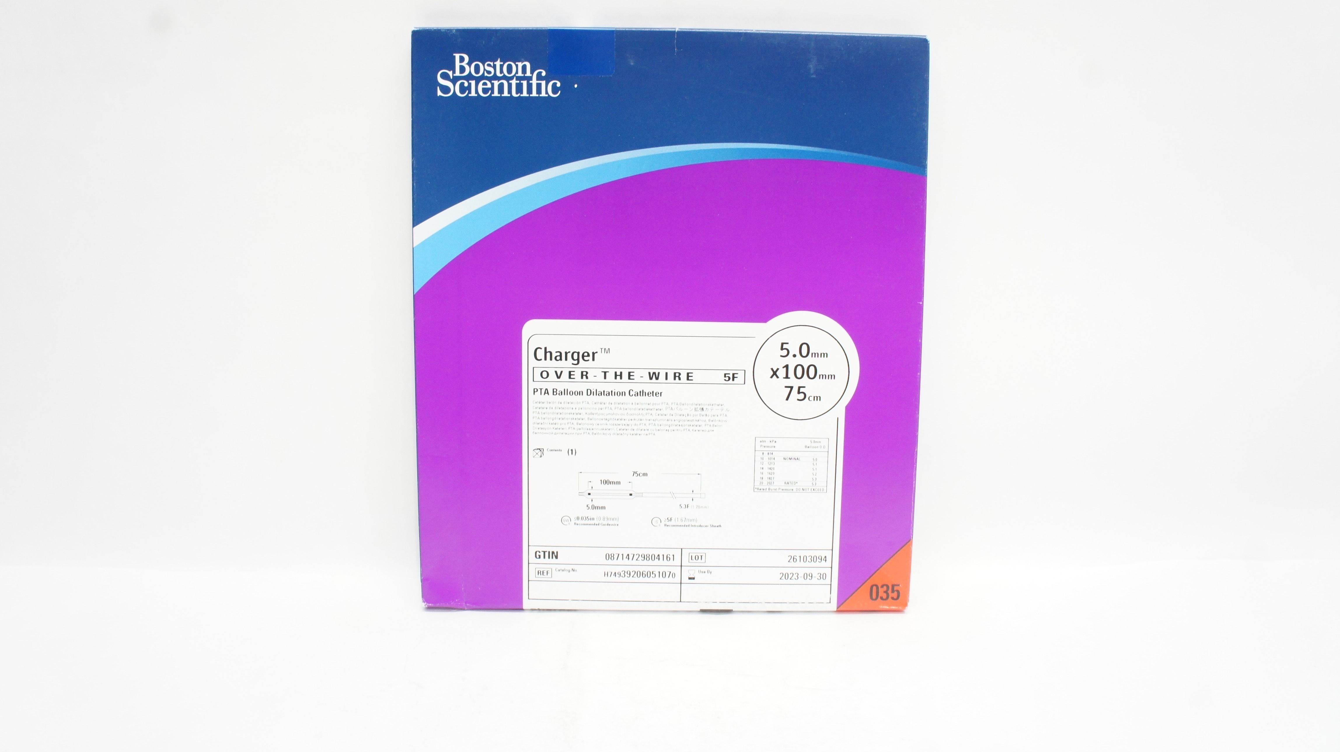 Boston Scientific 3920605107 Charger Over-The-Wire 5F x 5.0 x 100mm x 75cm (x)