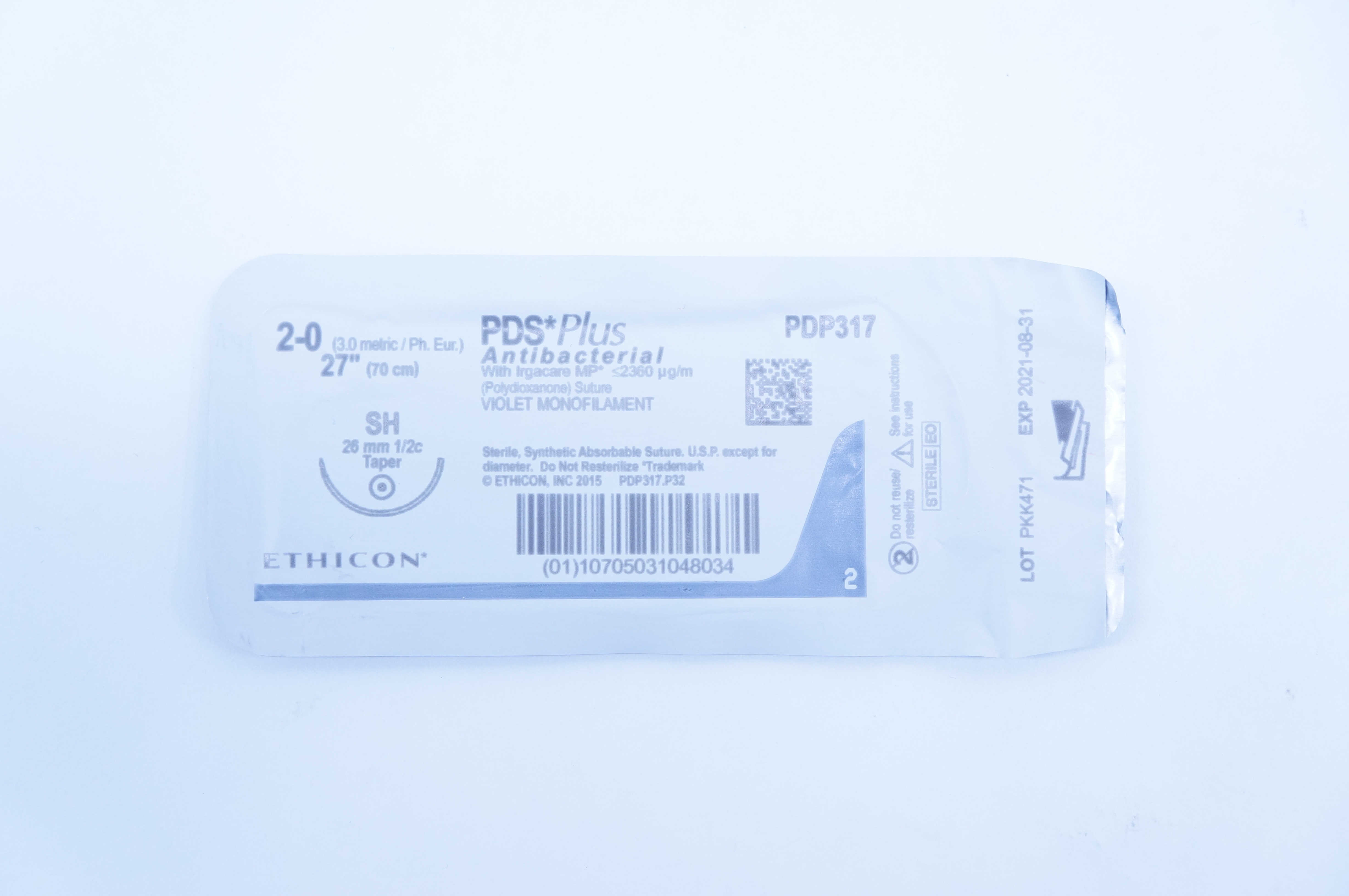 Ethicon PDP317 2-0 PDS Plus, SH, 26mm 1/2c Taper, 27inch