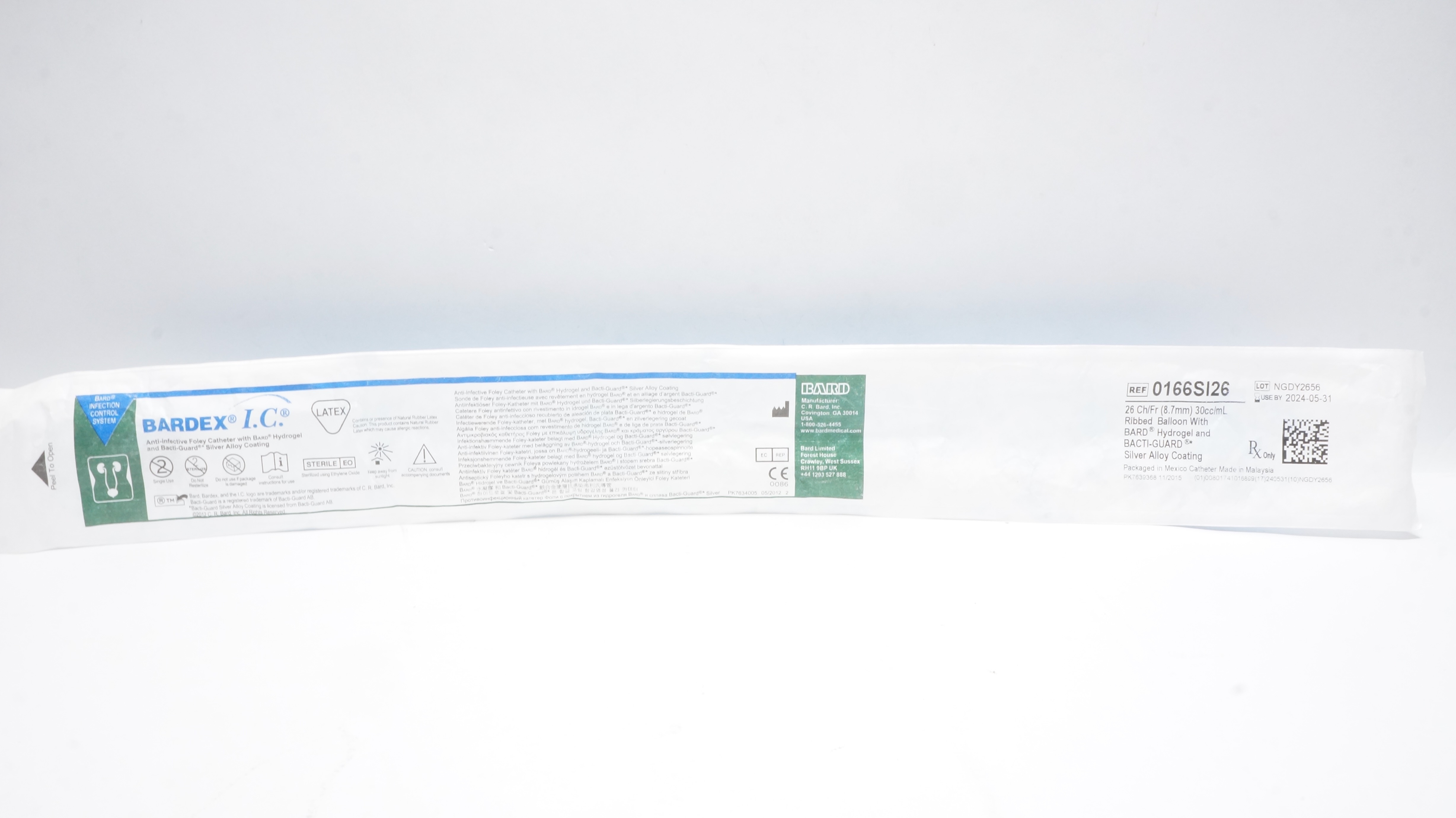 Bard 0166SI26 Bardex I.C. Anti-Intective Foley Cath. 26Ch/Fr 30cc/mL Balloon (x)