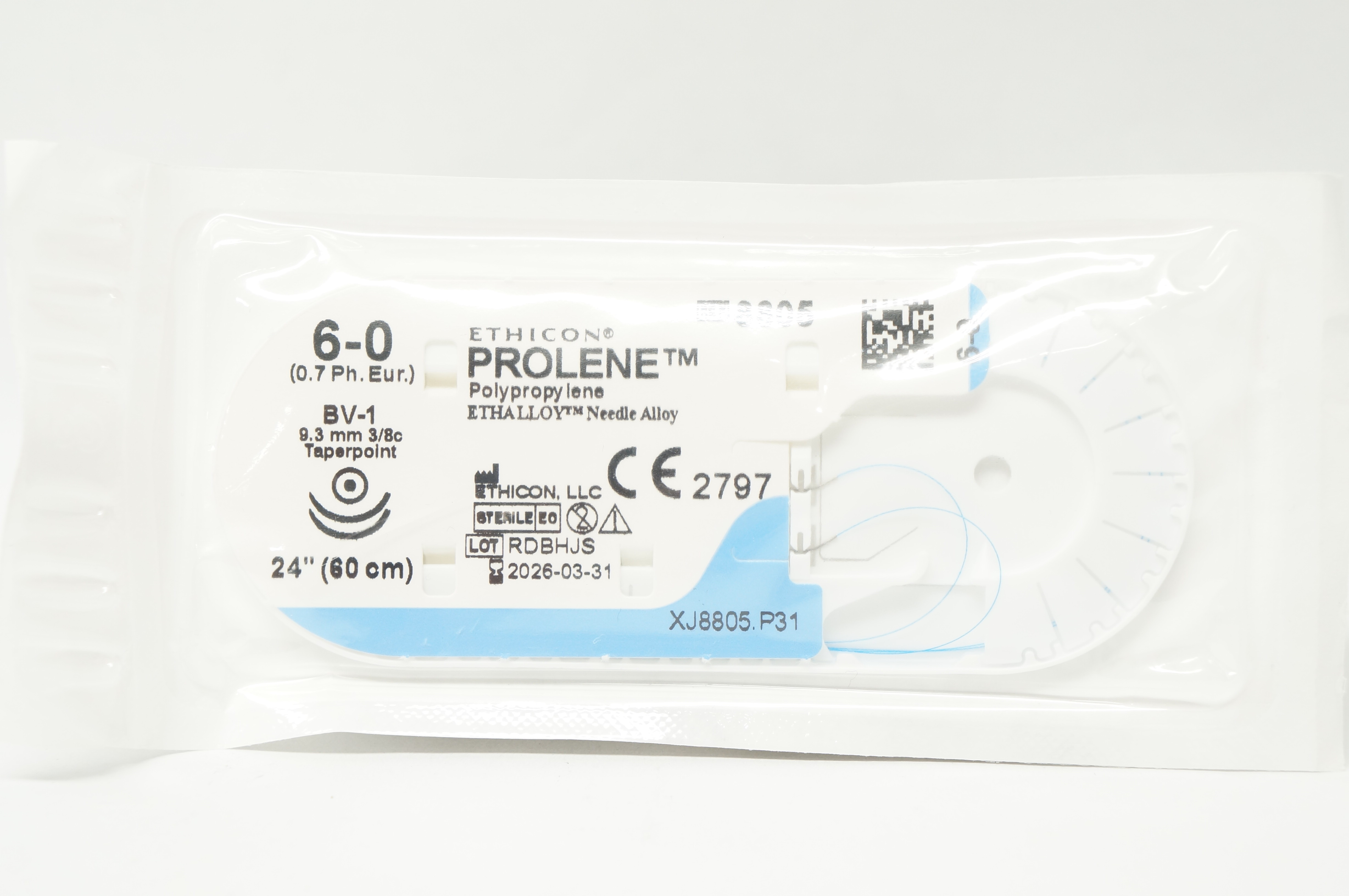 Ethicon 8805 6-0 PROLENE Polypropylene Stre BV-1 9.3mm 3/8c Taperpoint 24 inch