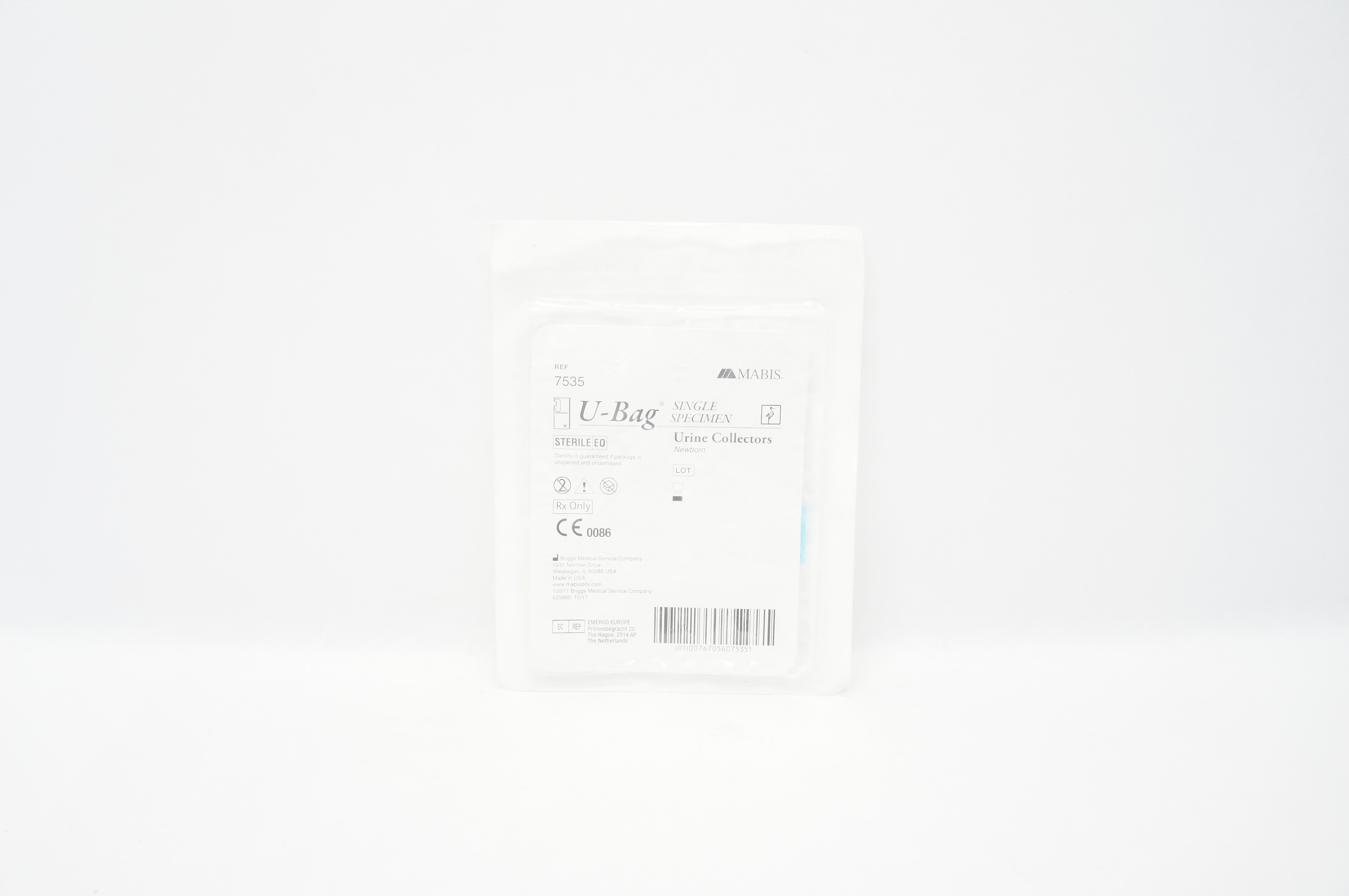 Briggs 7535 Mabis Healthcare U-Bag Single Specimen Urine Collectors Newborn