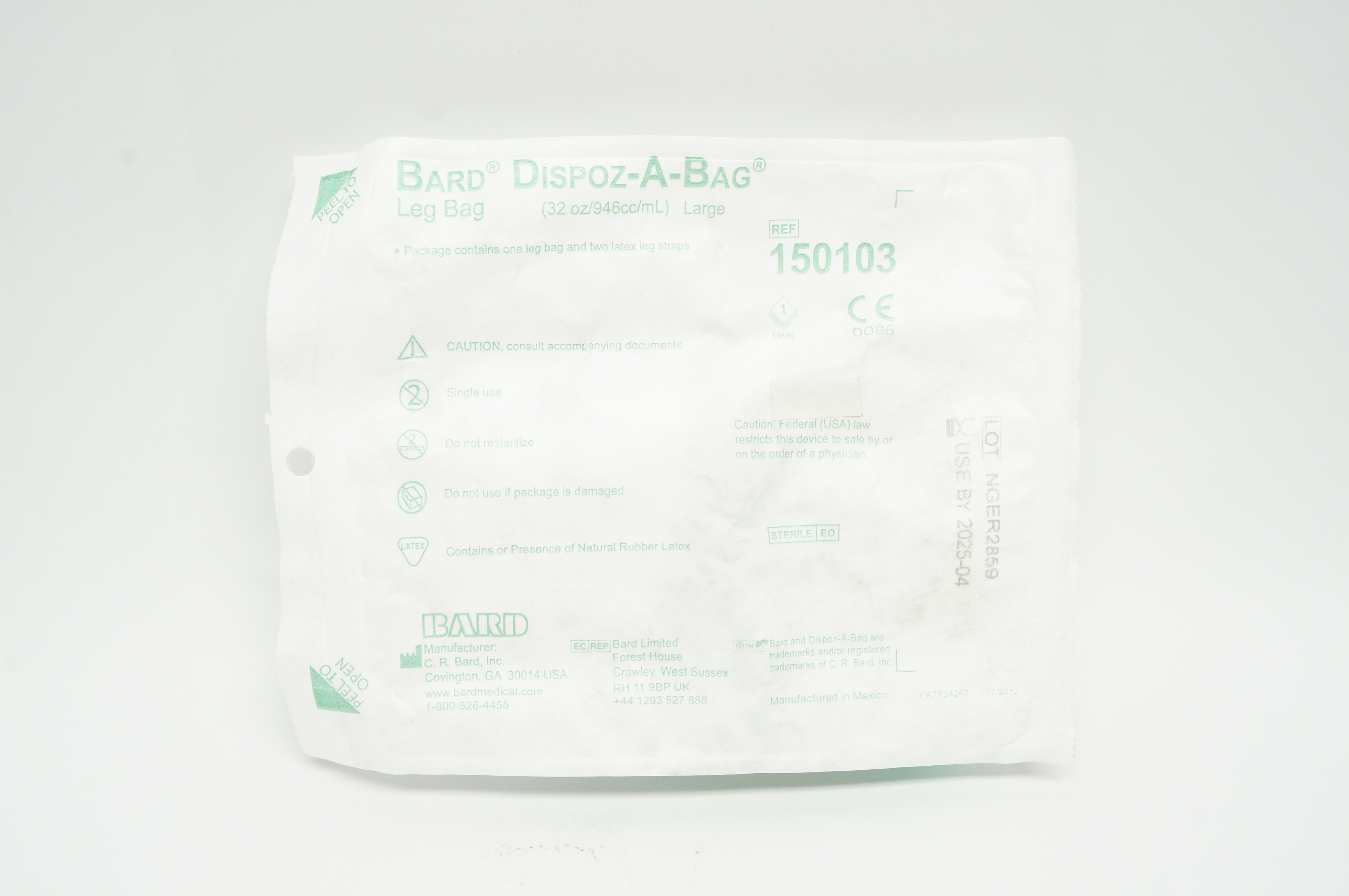 Bard 150103 Dispoz-A-Bag Leg Bag, Large