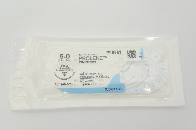 Ethicon 8661 5-0 PROLENE, FS-2, 19mm 3/8c Reverse Cutting, 18inch (x)