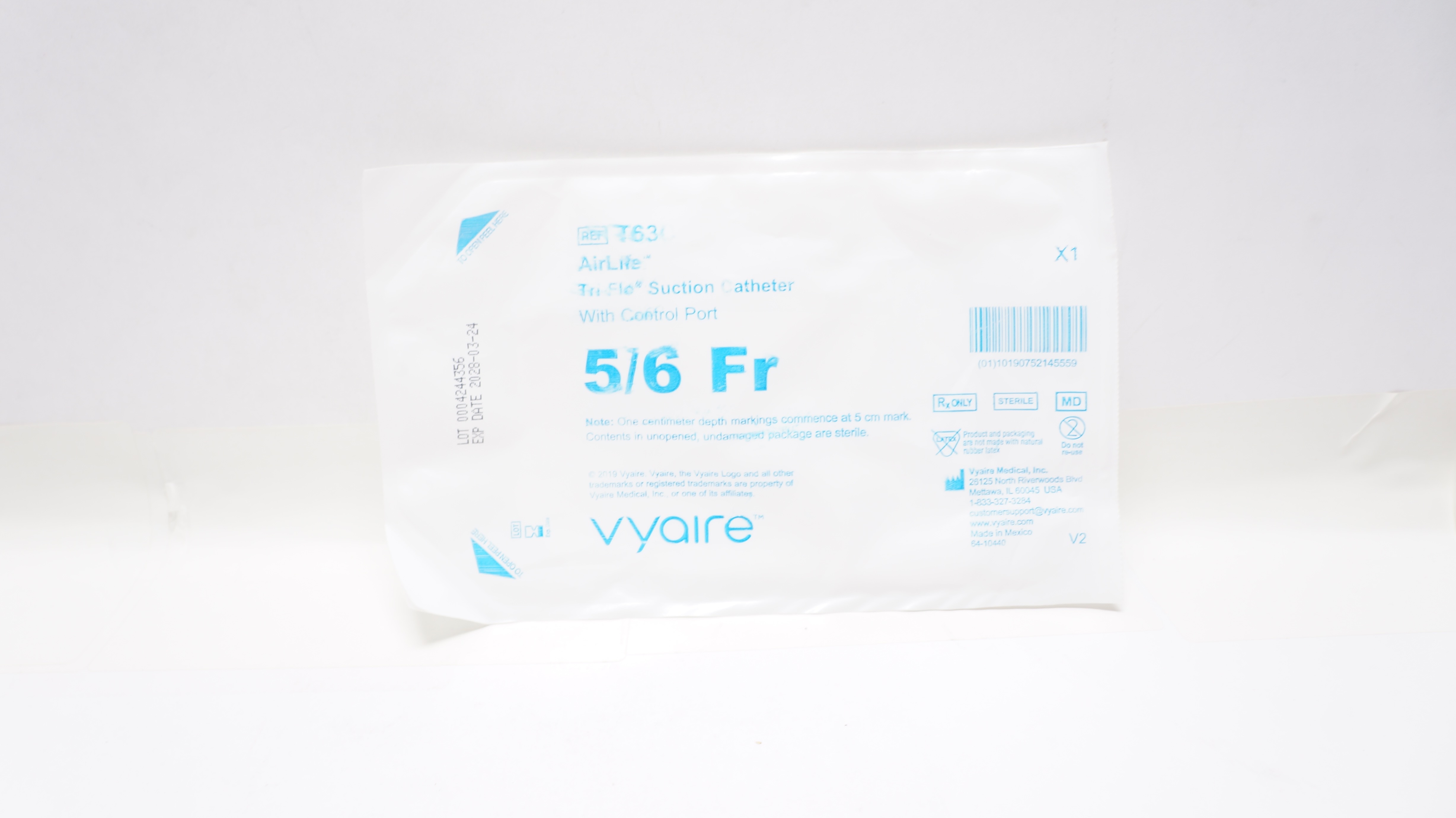 Vyaire T63C AirLife Tri-Flo Suction Cath. w/Control Port, 5/6Fr