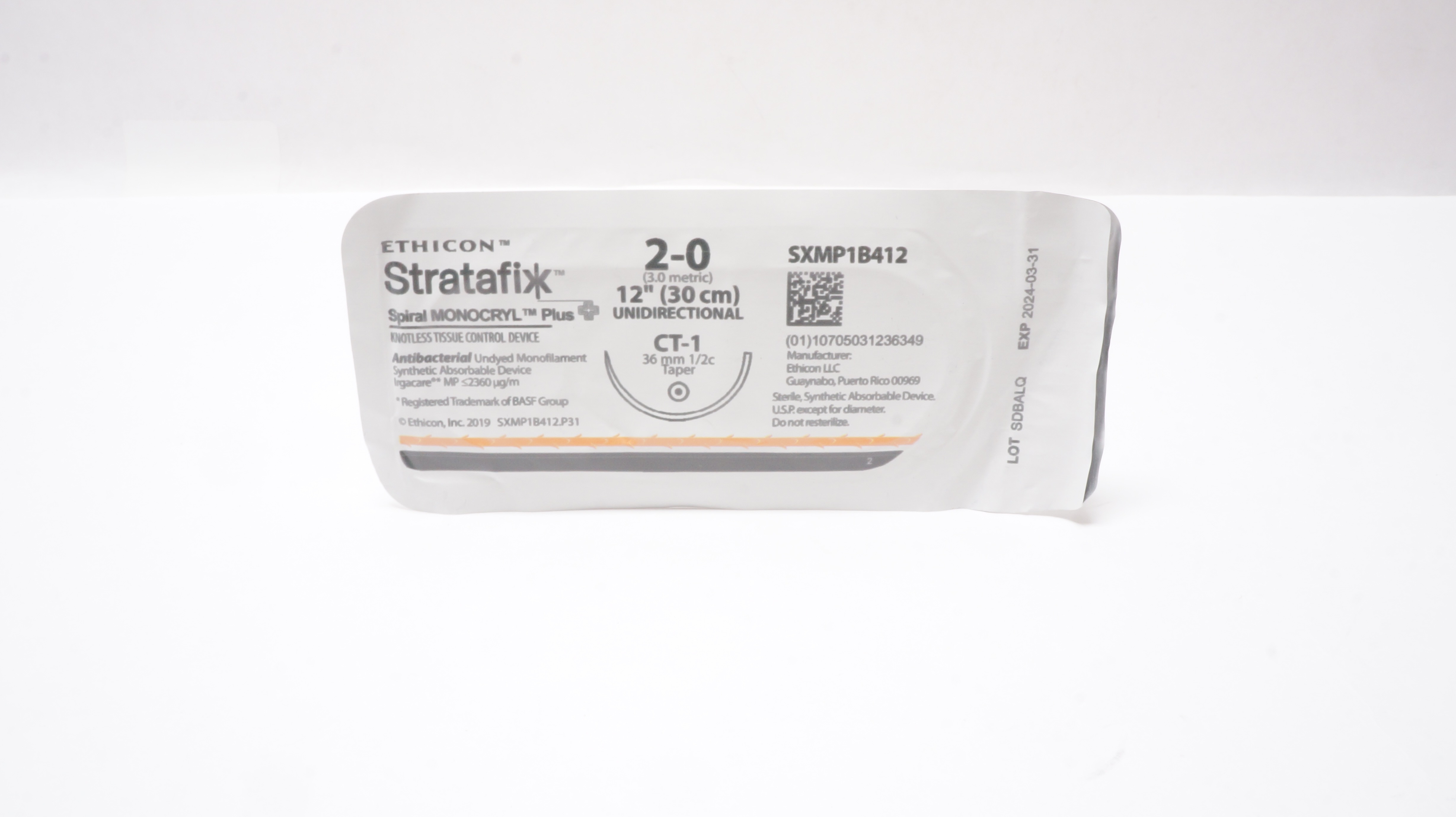 Ethicon SXMP1B412 2-0 Stratafix Synthetic Device CT-1 36mm 1/2c Taper, 12inch