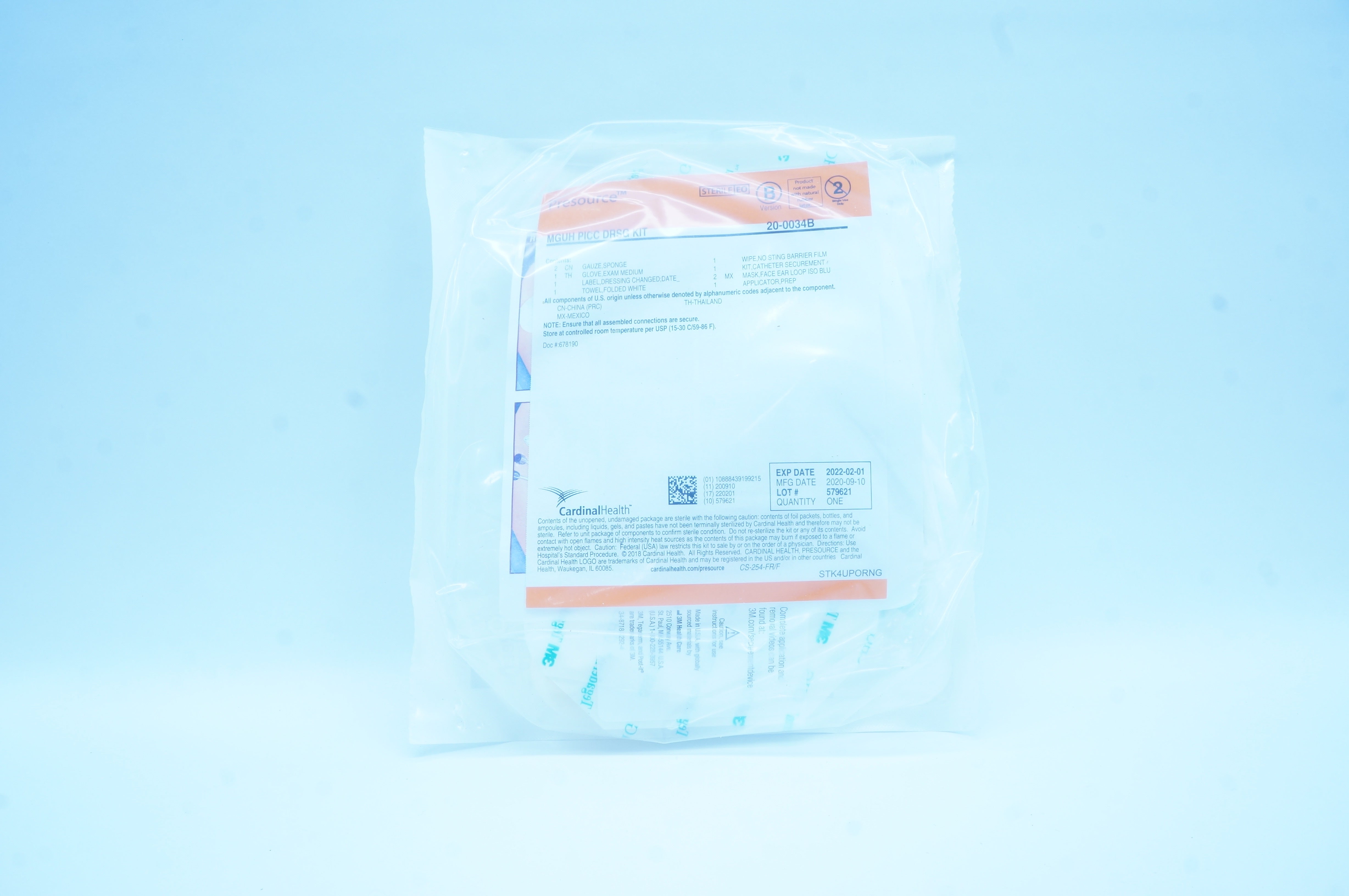 Cardinal Health 20-0034B Presource MGUH PICC DRSG Kit