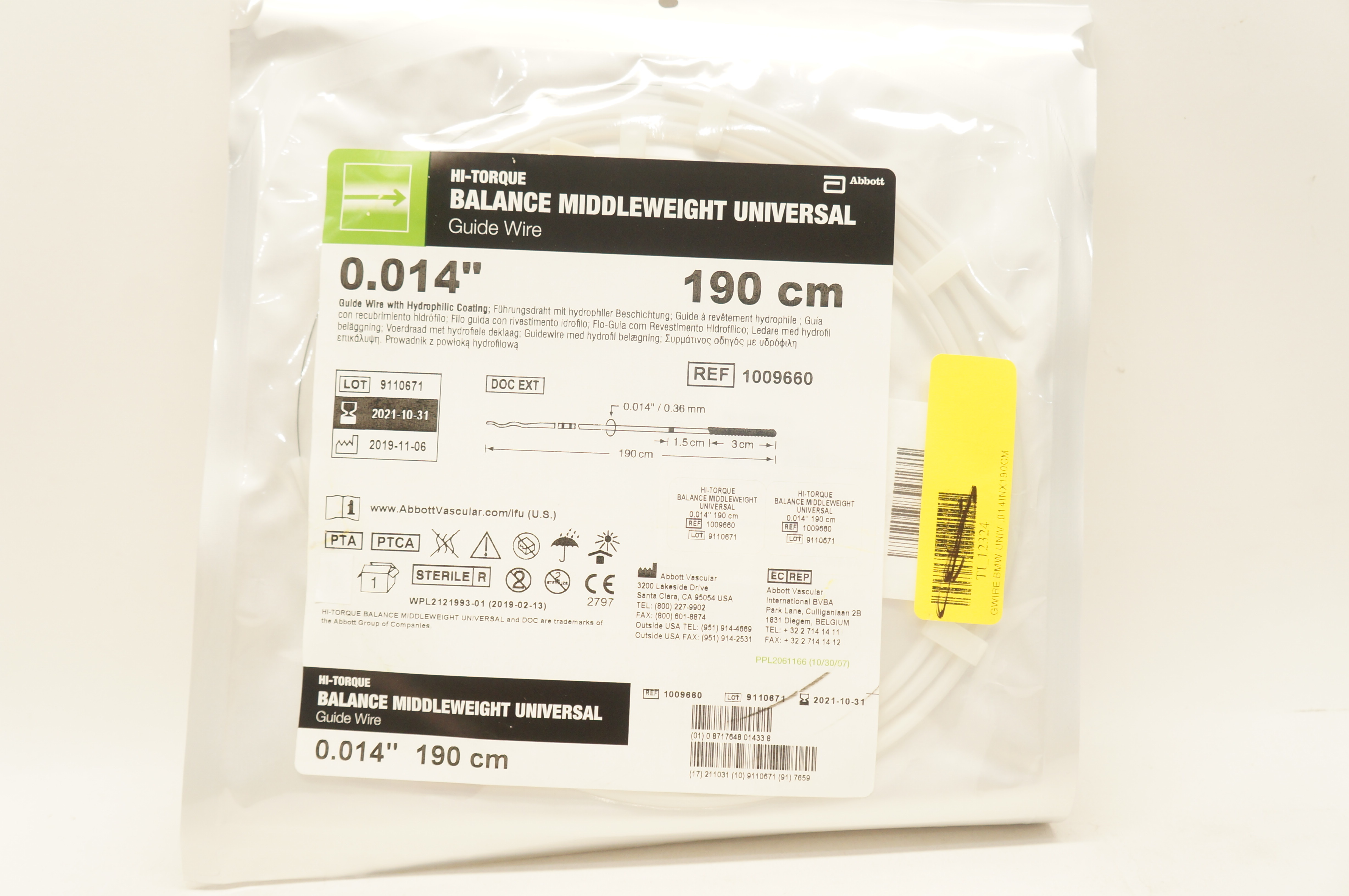 Abbott 1009660 Hi-Torque Balance Middleweight Guide Wire 0.014in. x 190cm (x)