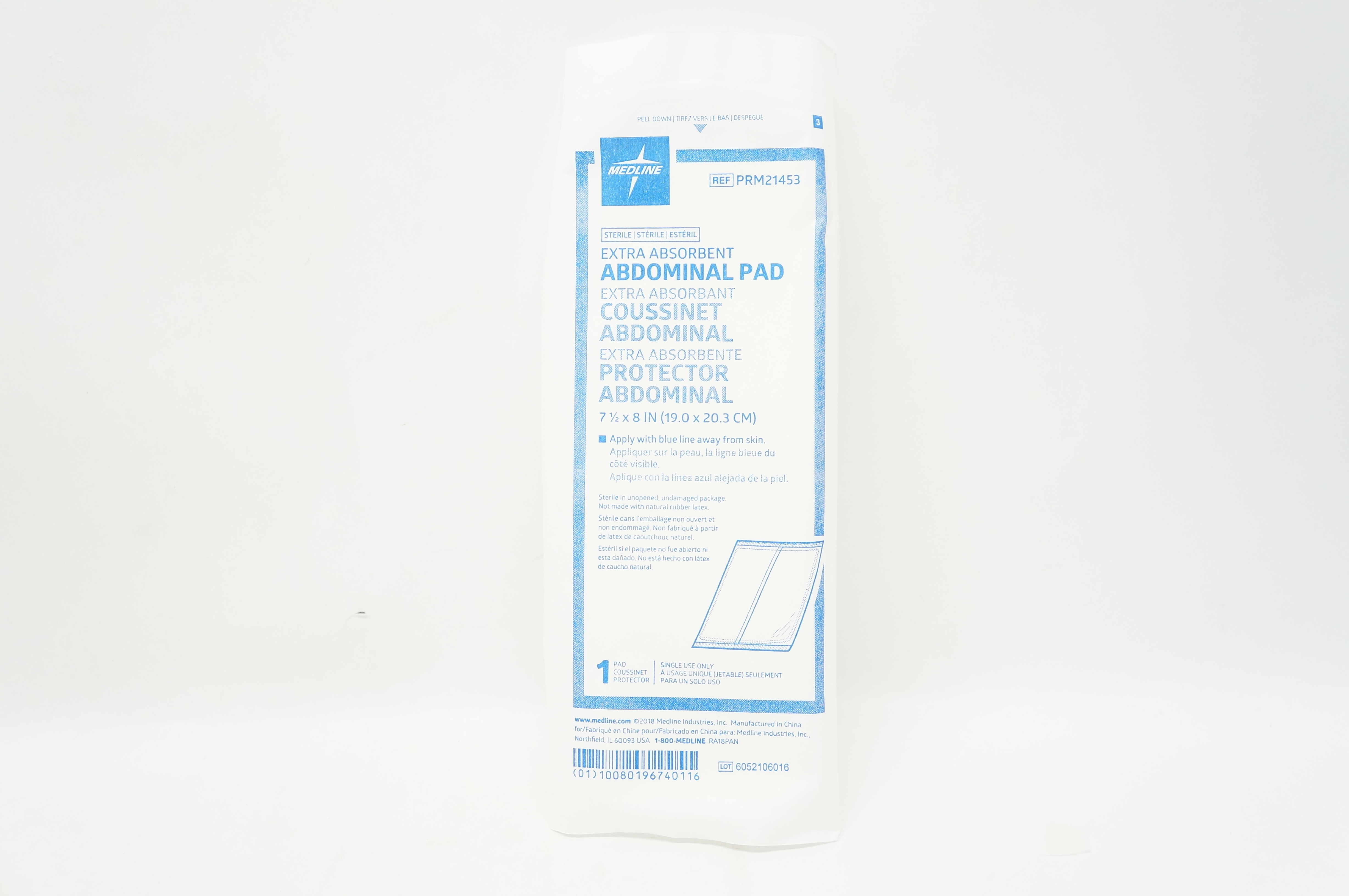 Medline PRM21453 Extra Absorbent Abdominal Pad 7-1/2 x 8 inch