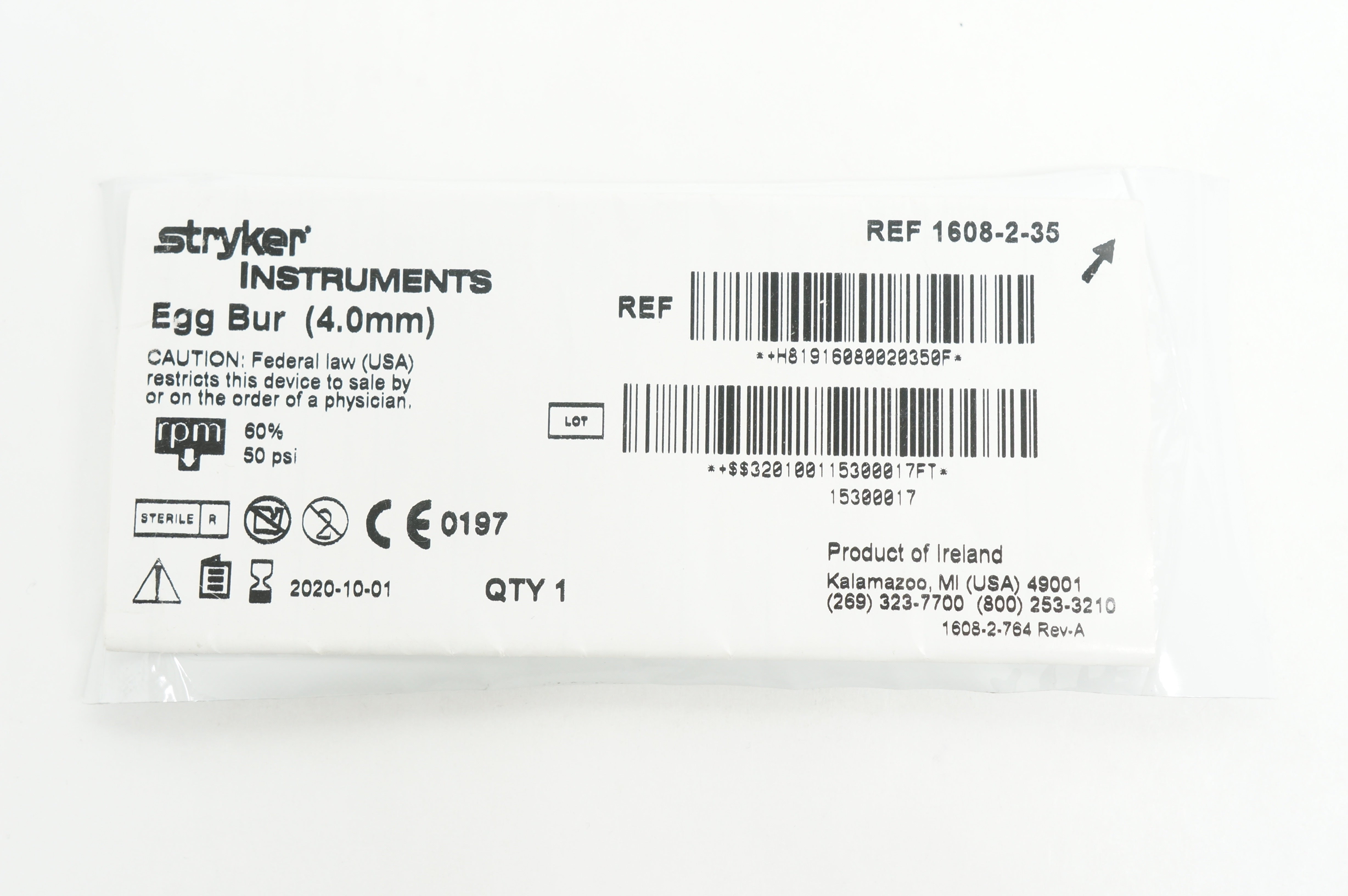 Stryker 1608-2-35 Egg Bur 4.0 mm (x)