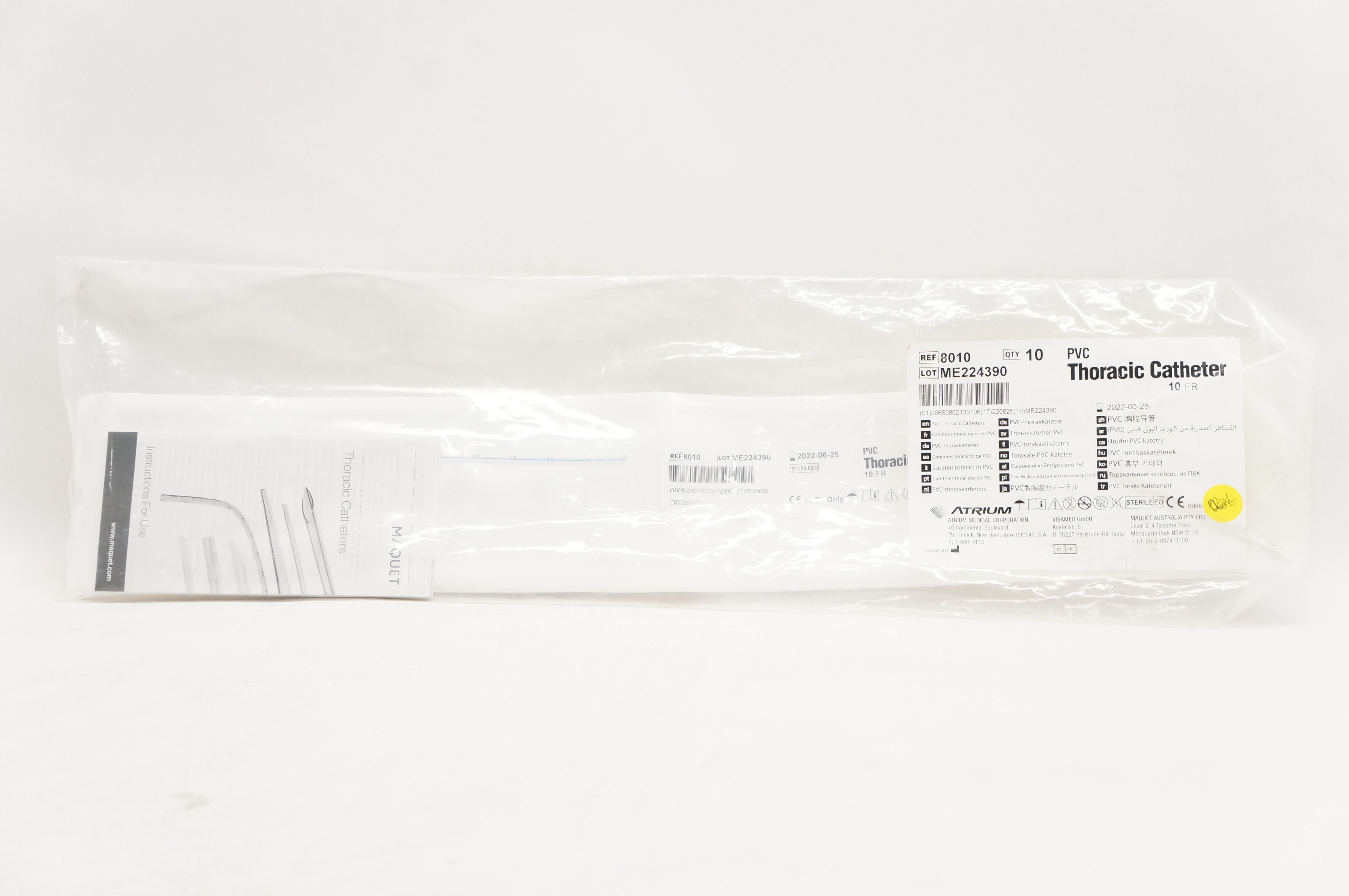Atrium 8010 PVC Thoracic Cath. 10Fr - Pack of 10