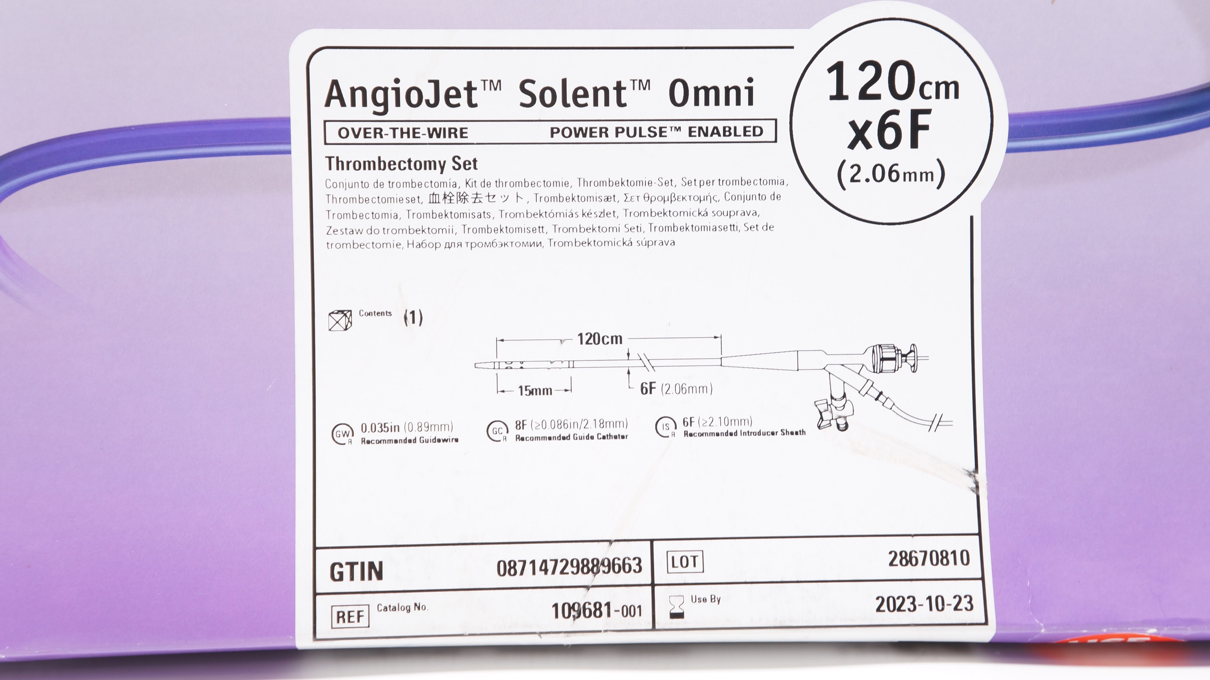 Boston Scientific 109681-001 AngioJet Solent Omni Thrombectomy Set 120cm x 6F(x)