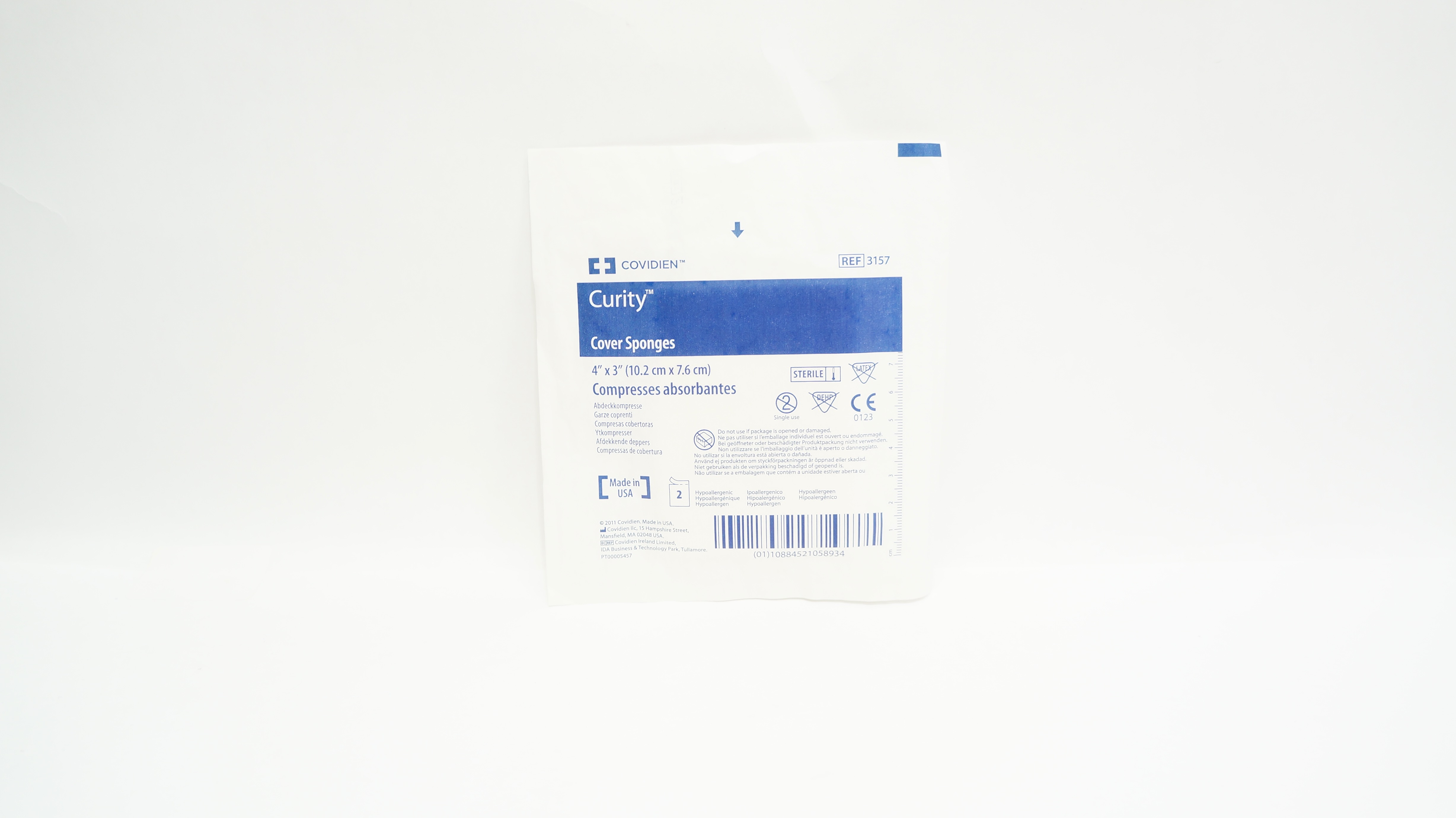 Covidien 3157 Curity Cover Sponges Compresses Absorbantes 4in. x 3in.- Pack of 2