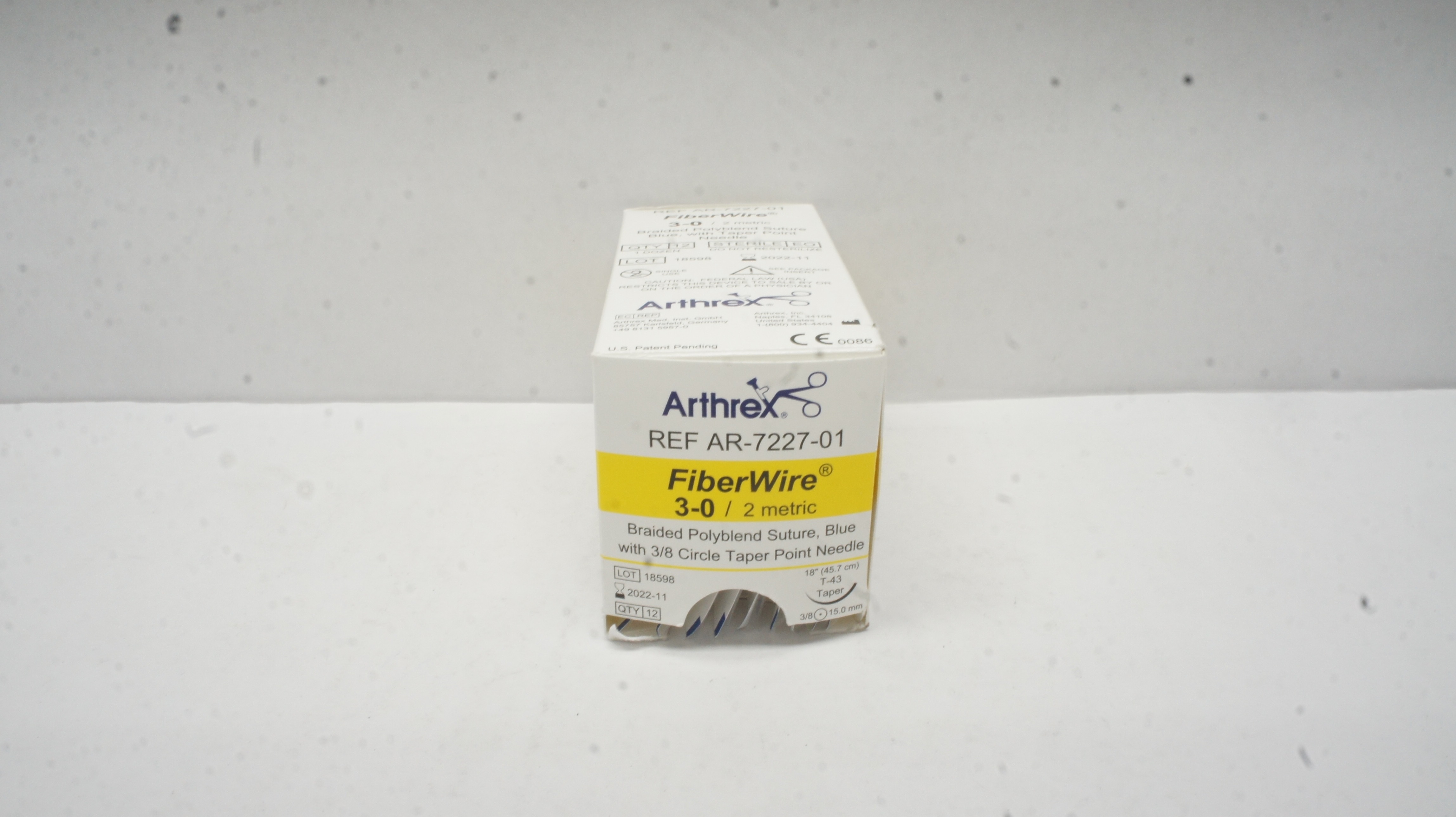 Arthrex AR-7227-01 3-0 FiberWire Braided Stre T-43 Taper 3/8 18inch (x)-Box of 9