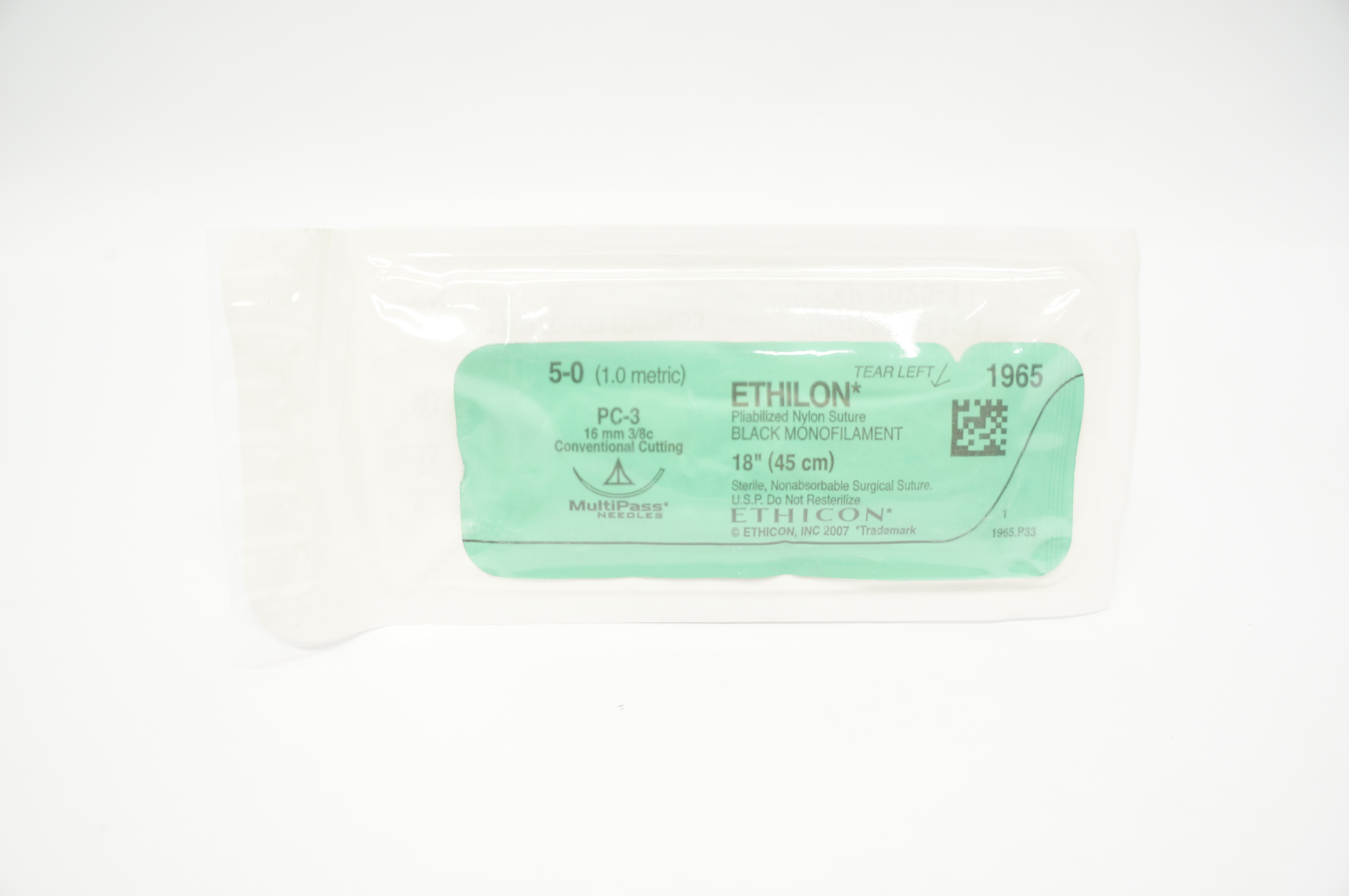 Ethicon 1965 5-0 Piabilized Stre. Monofilament 18in. Conventional Cutting 16mm