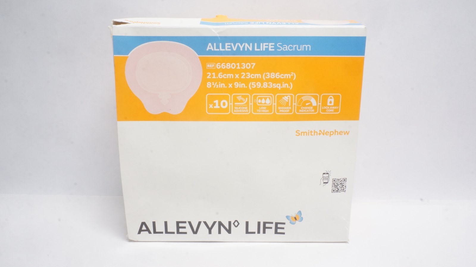 Smith+Nephew 66801307 ALLEVYN LIFE Sacrum 21.6cm x 23cm Dressings - box of 10