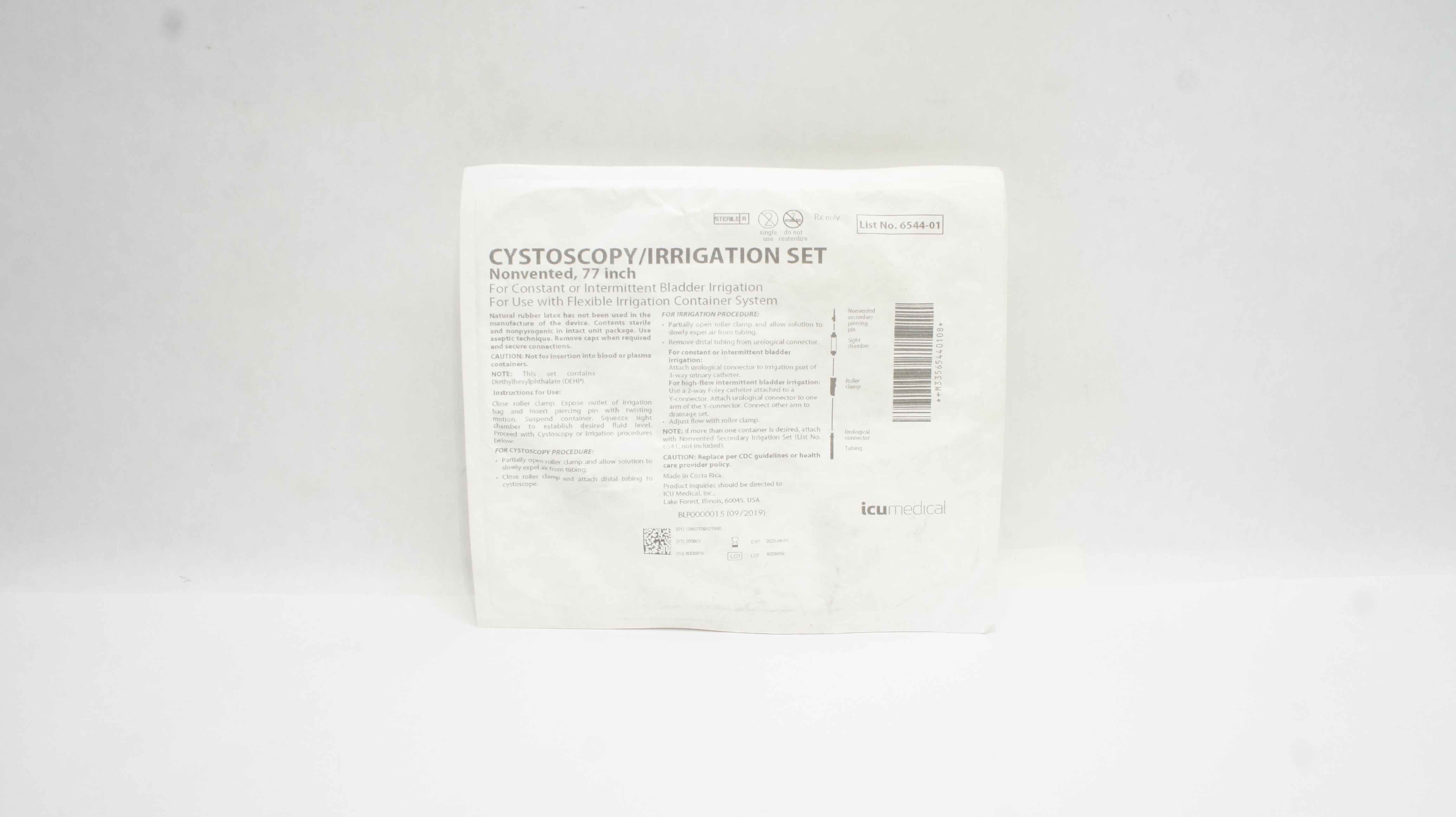 ICU Medical 6544-01 Cystoscopy Irrigation Set Nonvented, 77inch