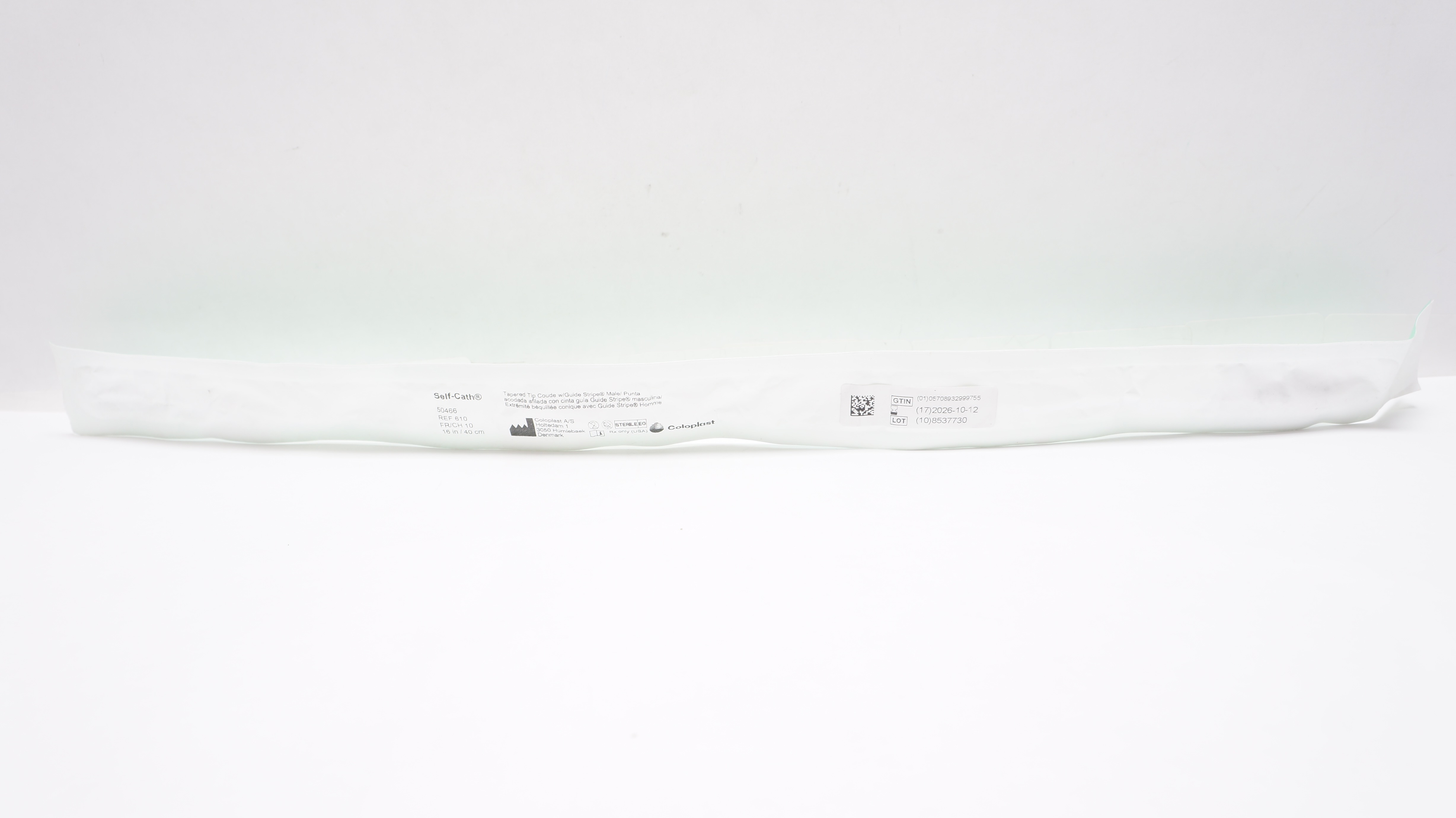 Coloplast 610 Self-Cath Urinary Cath. Tapered Tip Coude Male 10Fr/Ch x 16inch
