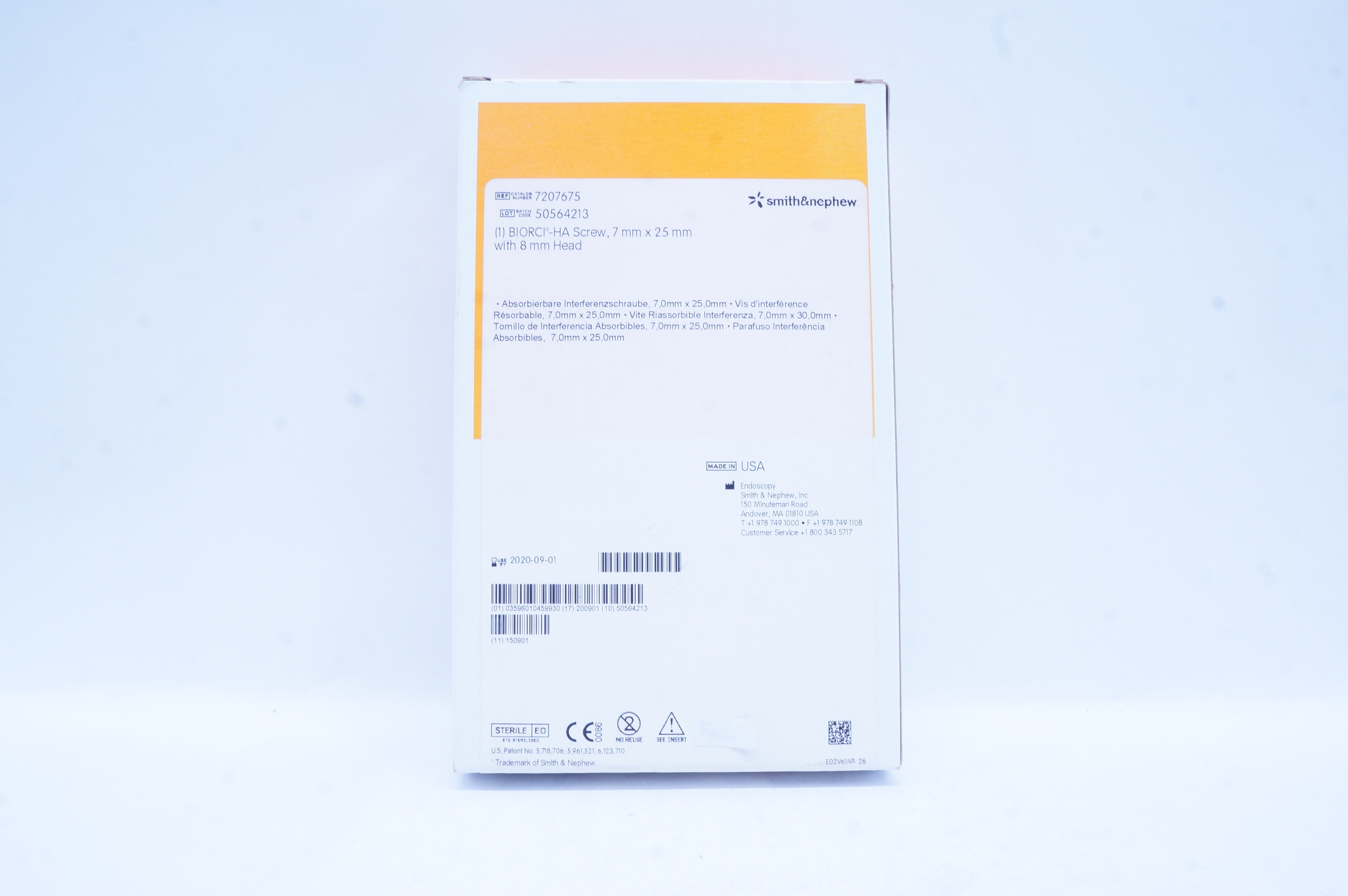 Smith&Nephew 7207675 Biorci-HA Screw, 7mm x 25mm With 8mm Head (x)