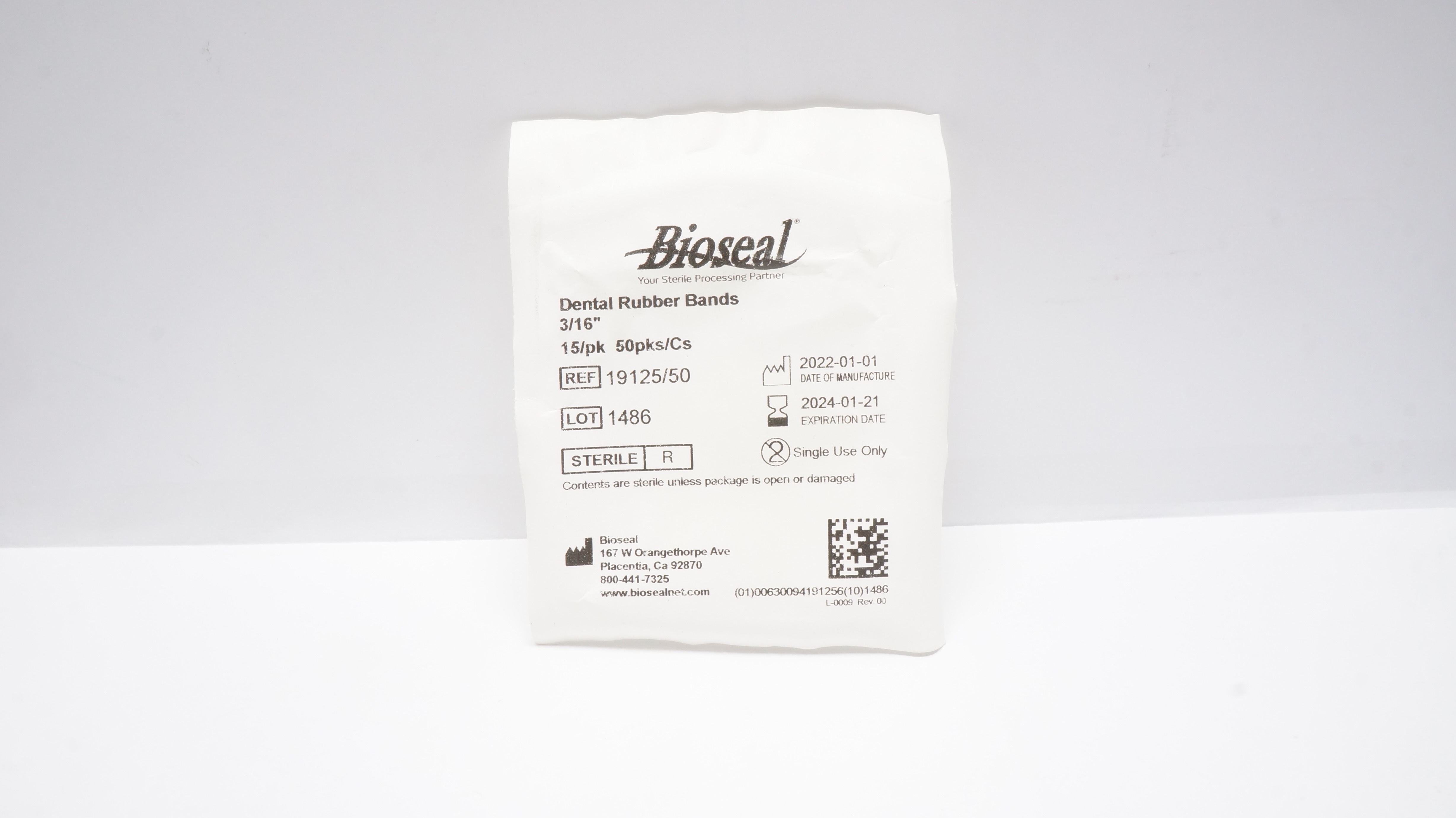 Bioseal 19125/50 Dental Rubber Bands 3/16In  15/pk 50pks/Cs (x)