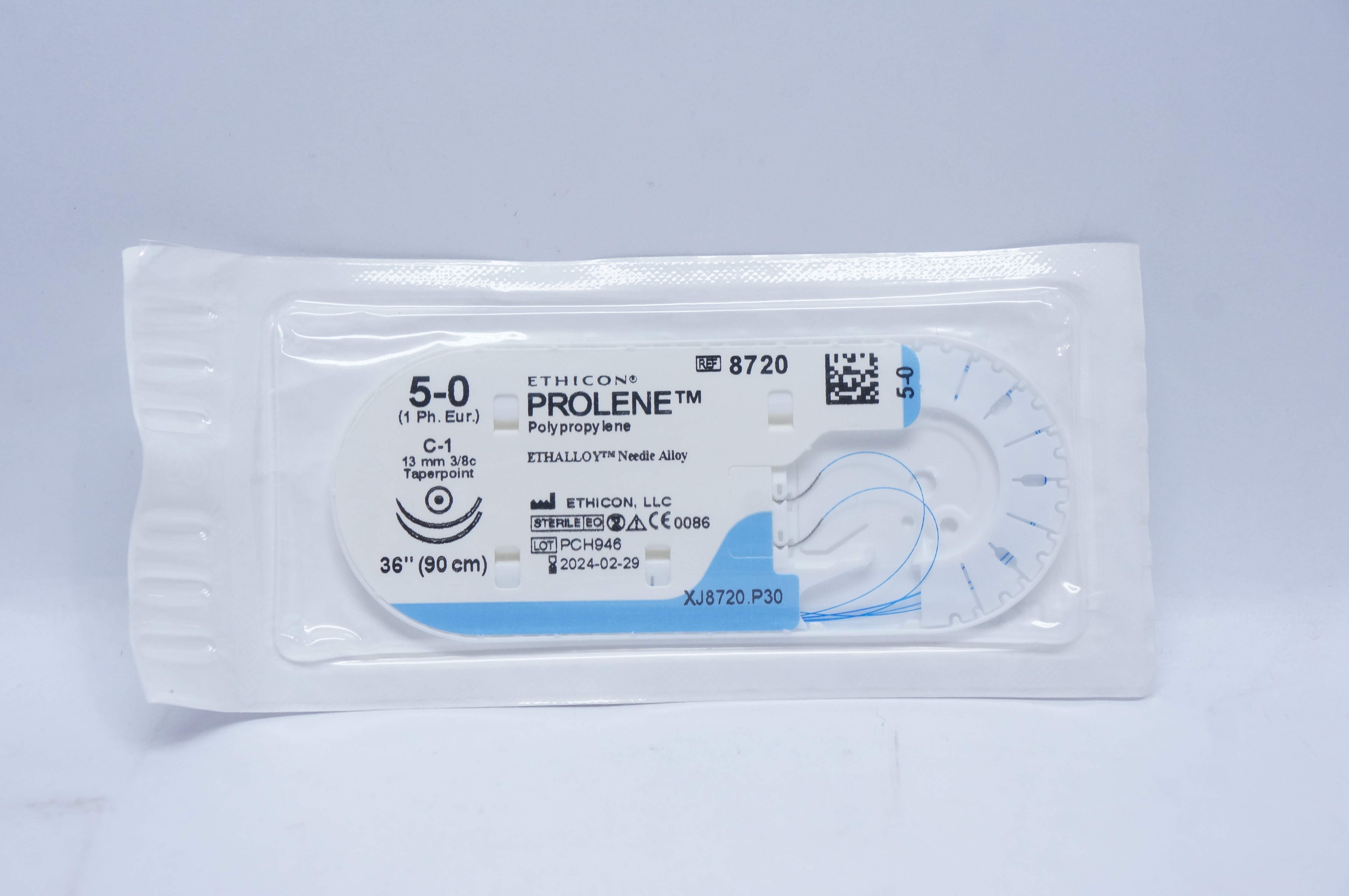 Ethicon 8720 5-0 PROLENE, C-1, 13mm 3/8c Taperpoint, 36inch
