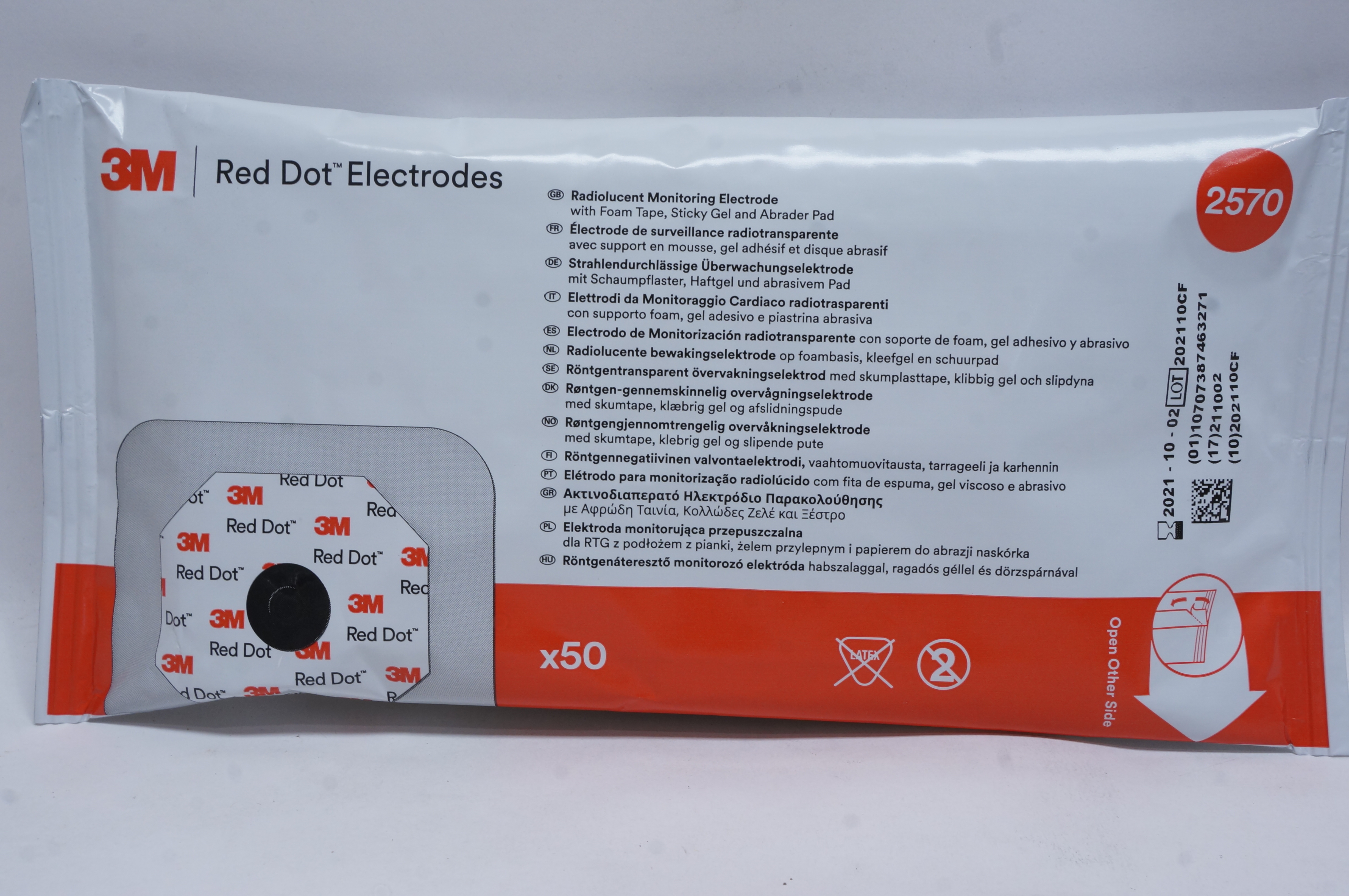 3M 2570 Red Dot Electrodes - Pack of 50