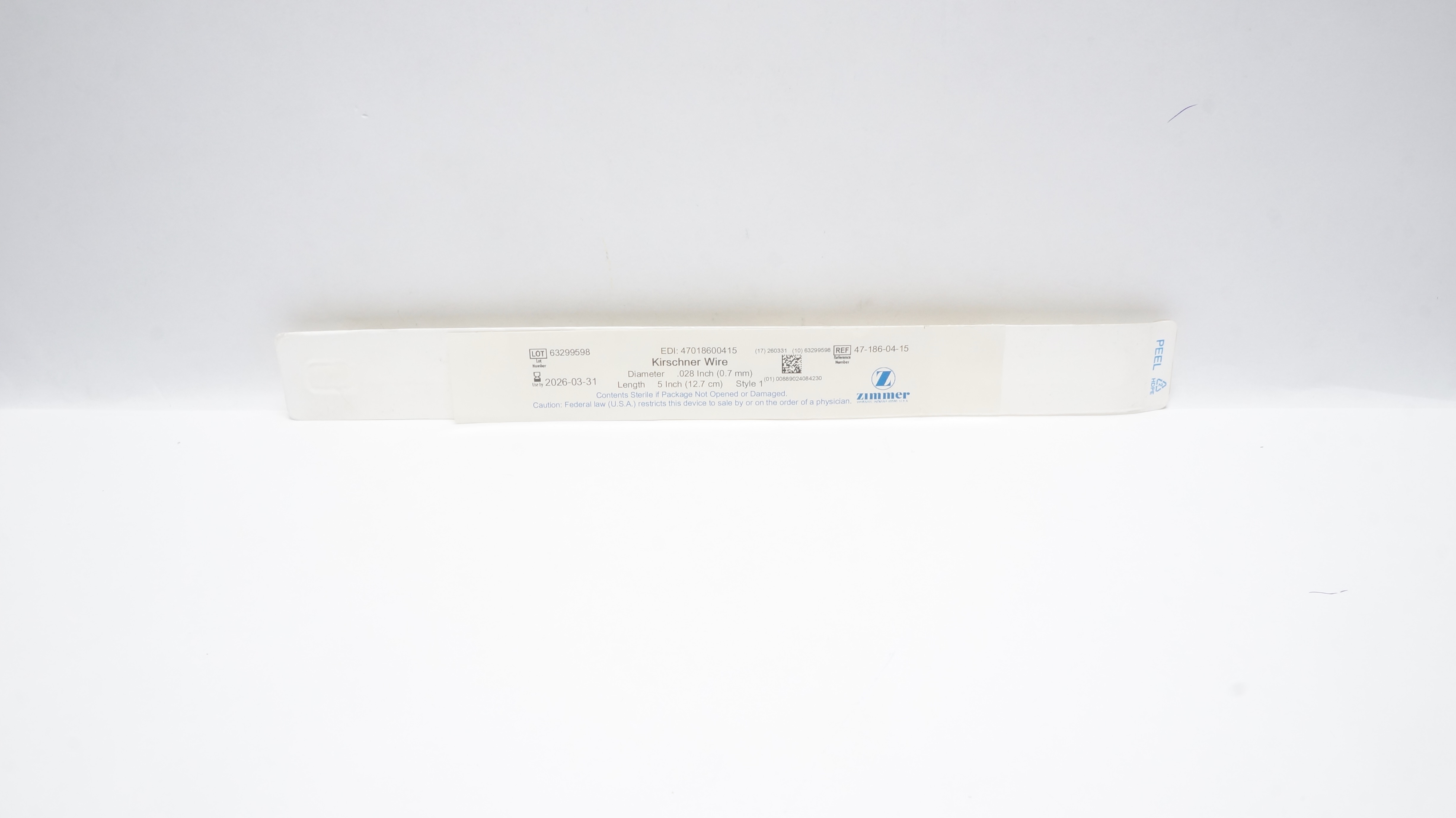 Zimmer 47-186-04-15 Kirschner Wire .028inch x 5inch